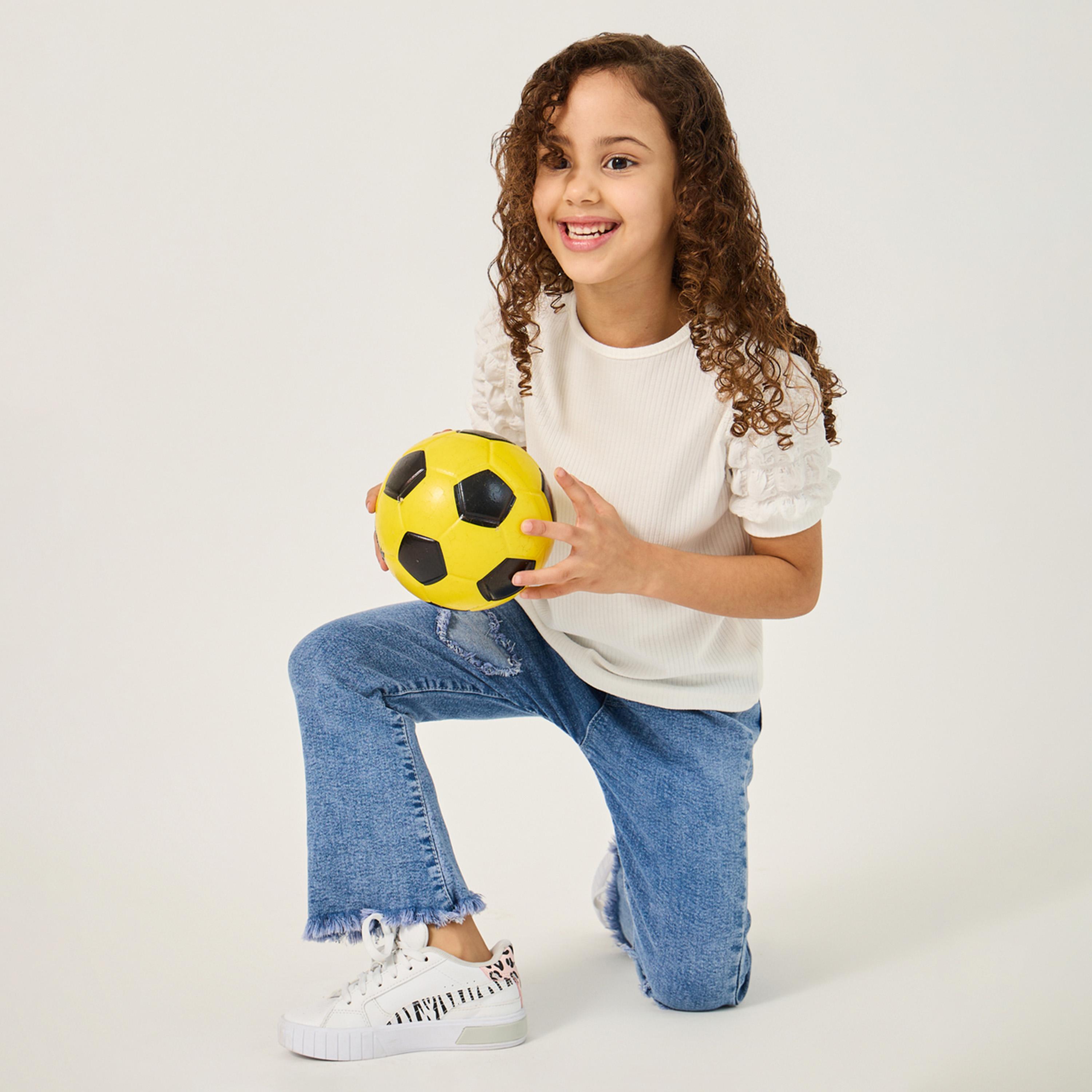 ستايلي - بلوزة مضلعة بأكمام جاكار للفتيات الصغيرات-girls-clothing-blousesandshirts-image-1