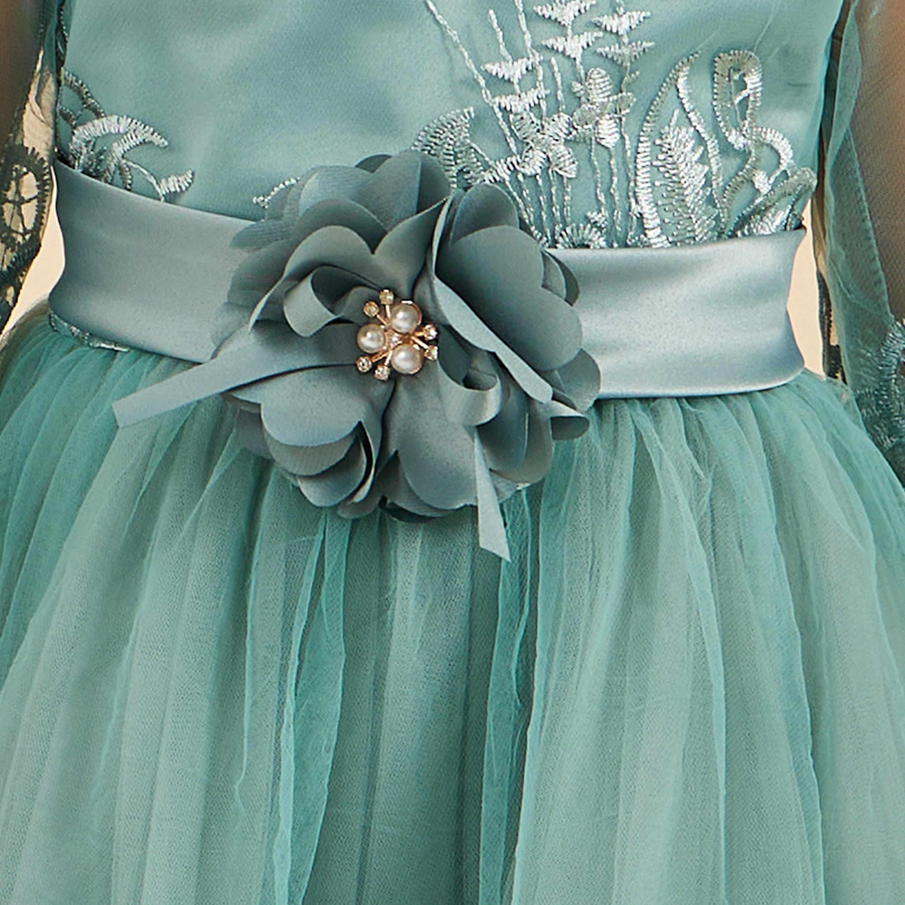 Styli Lace Insert Flower Corsage Round Neck Dress-girls-clothing-dressesandjumpsuits-image-3
