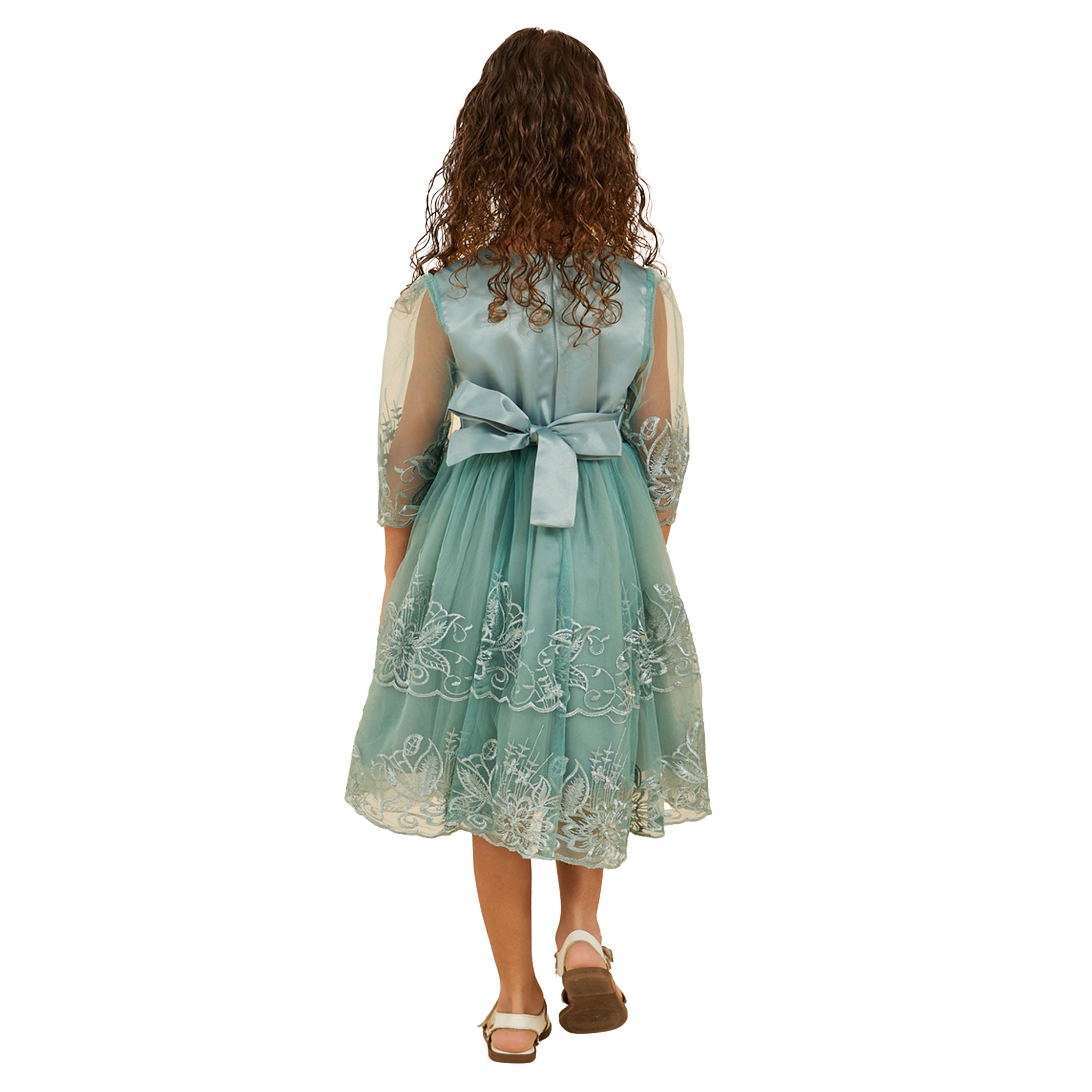 ستايلي-  فستان مزين بالورود من الدانتيل وياقة دائرية-girls-clothing-dressesandjumpsuits-image-4
