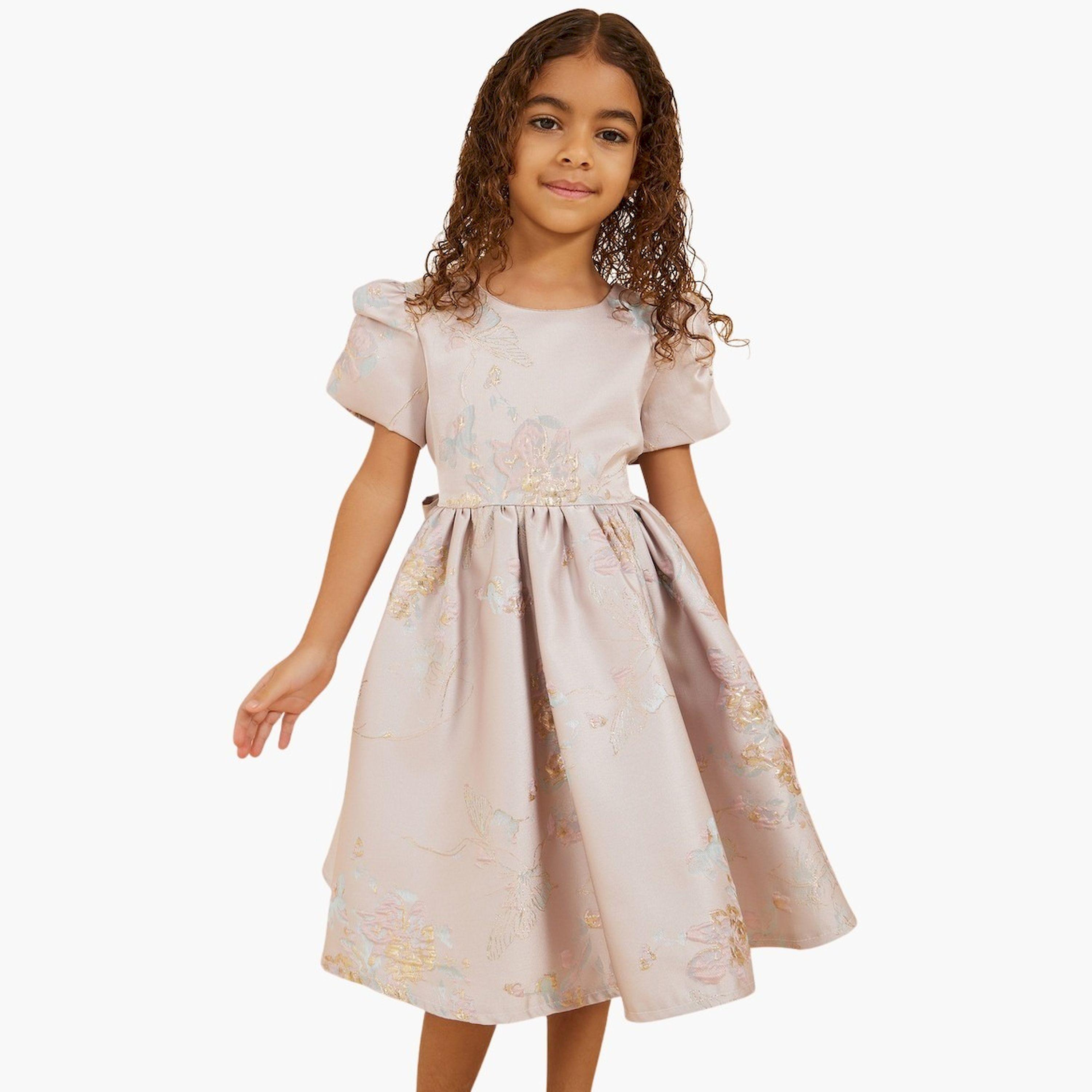 Styli Puff Sleeve Round Neck Pleated Dress-girls-clothing-dressesandjumpsuits-image-1