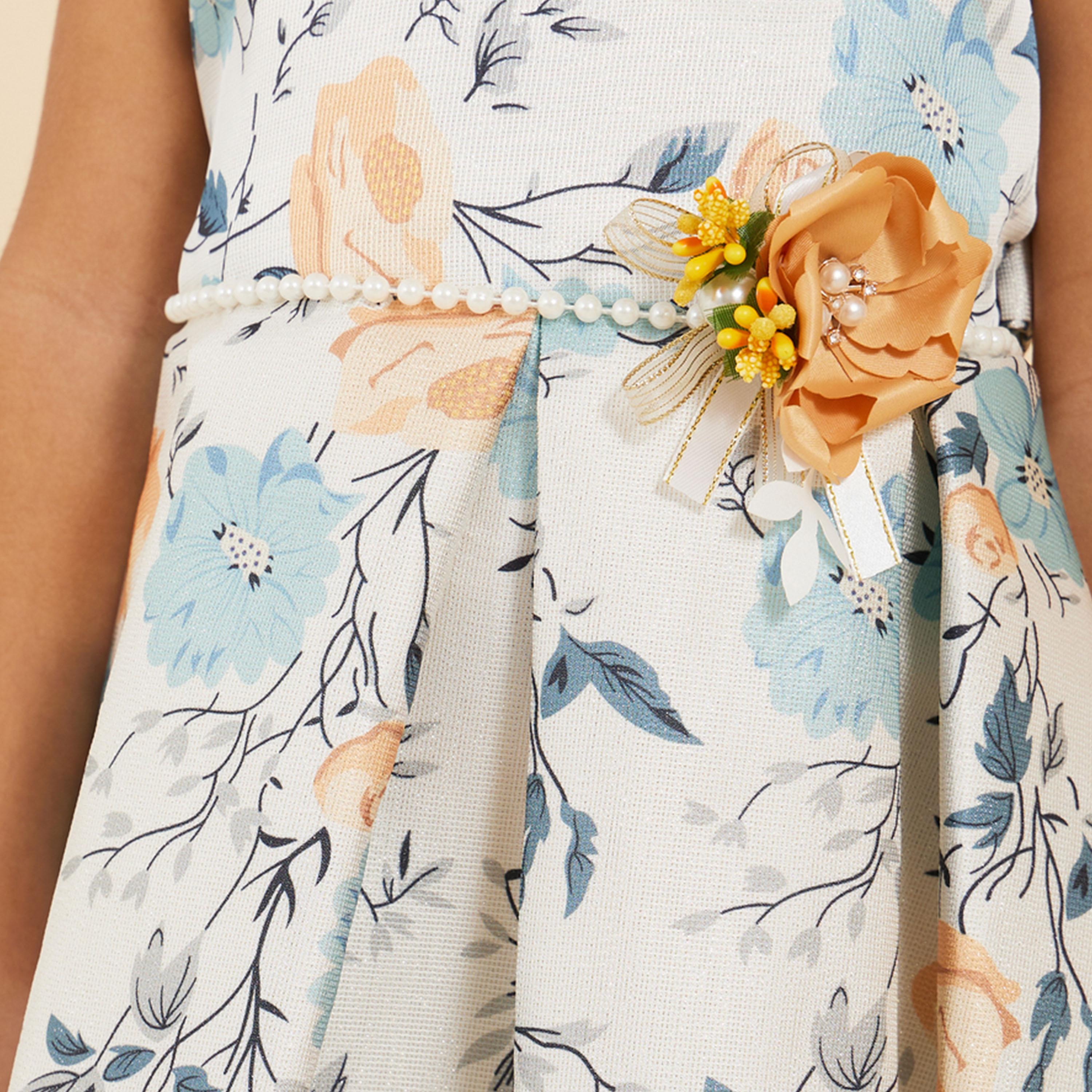 Styli Floral Print Round Neck Sleeveless Dress-girls-clothing-dressesandjumpsuits-image-4