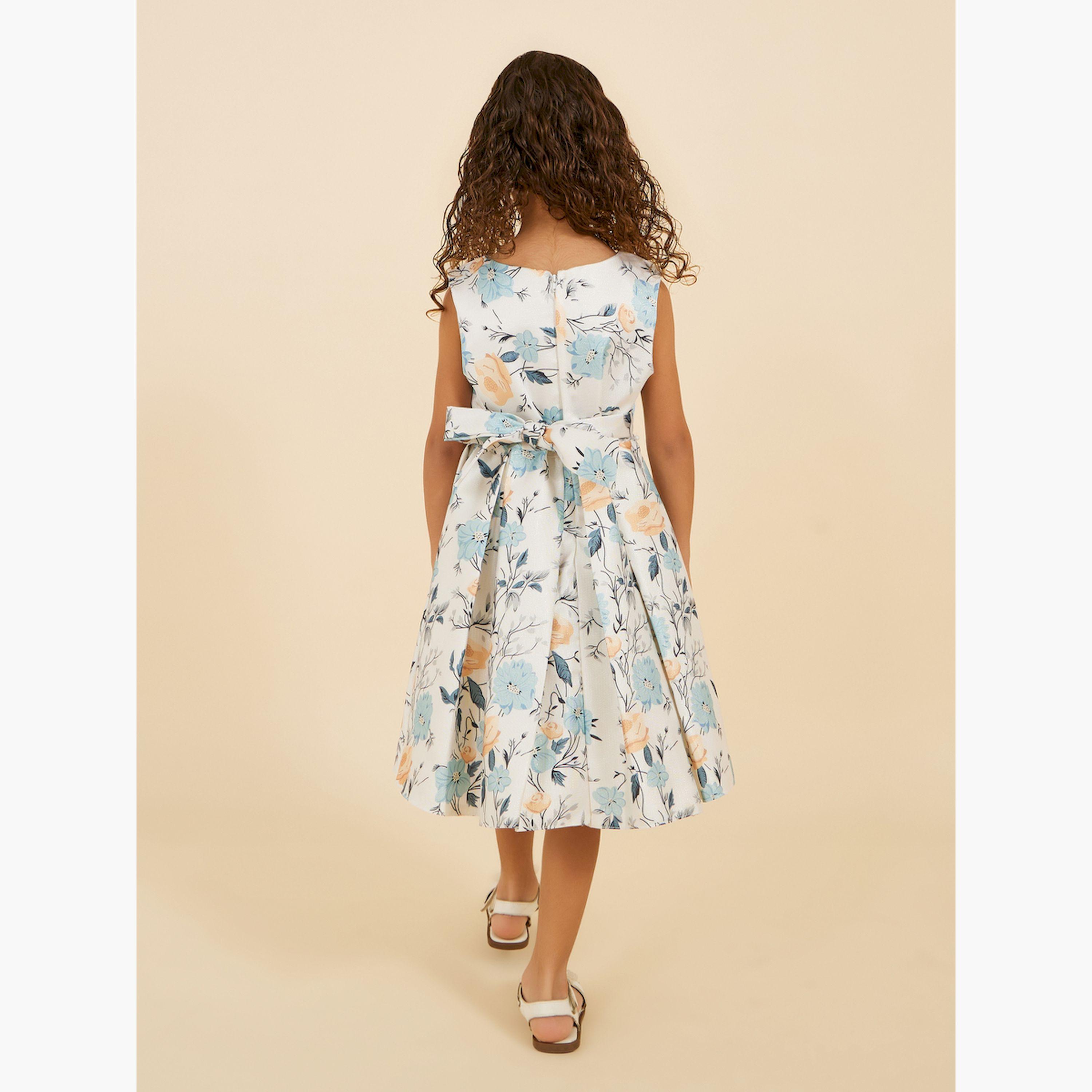 Styli Floral Print Round Neck Sleeveless Dress-girls-clothing-dressesandjumpsuits-image-5