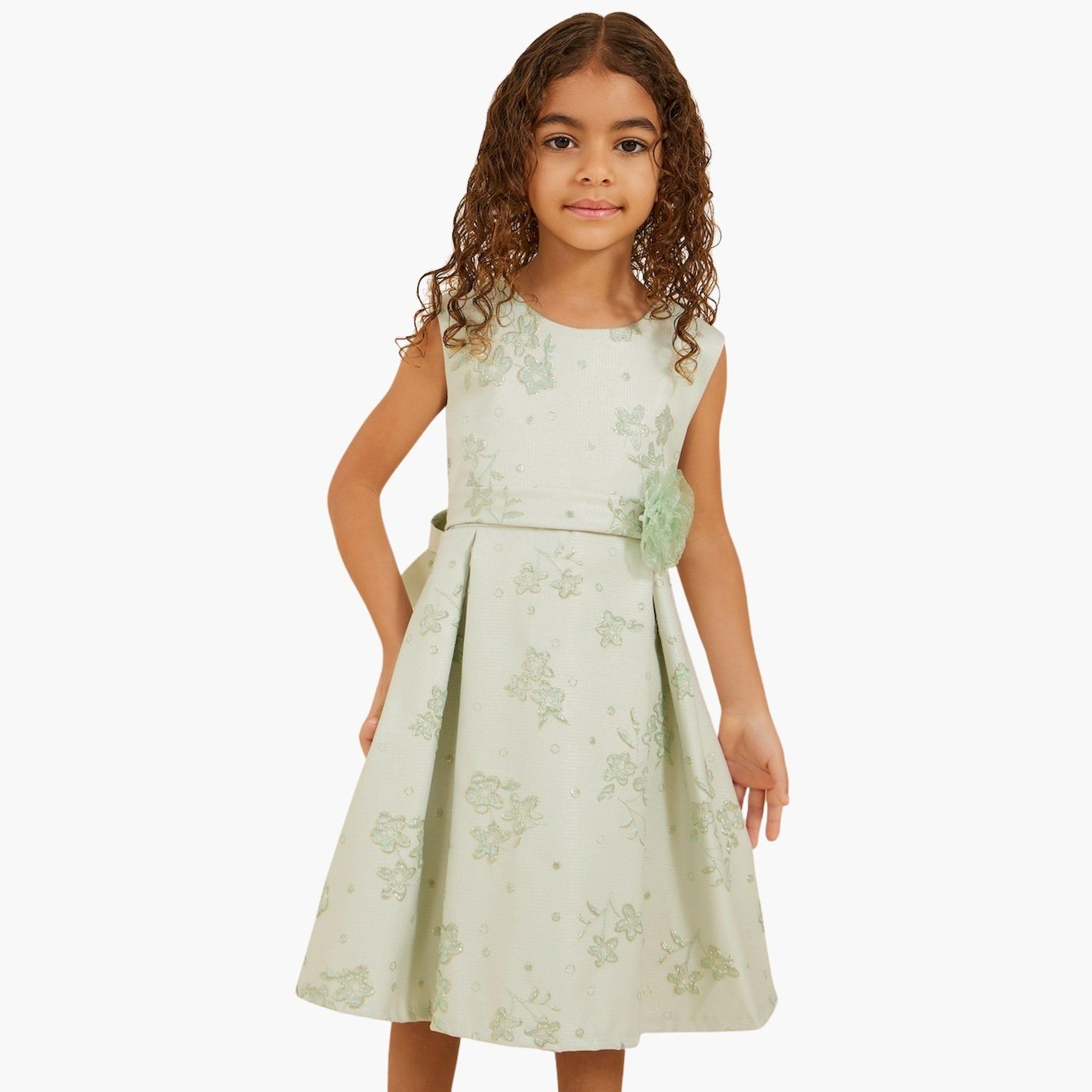 Styli Jacquard Round Neck Sleeveless Dress-girls-clothing-dressesandjumpsuits-image-1