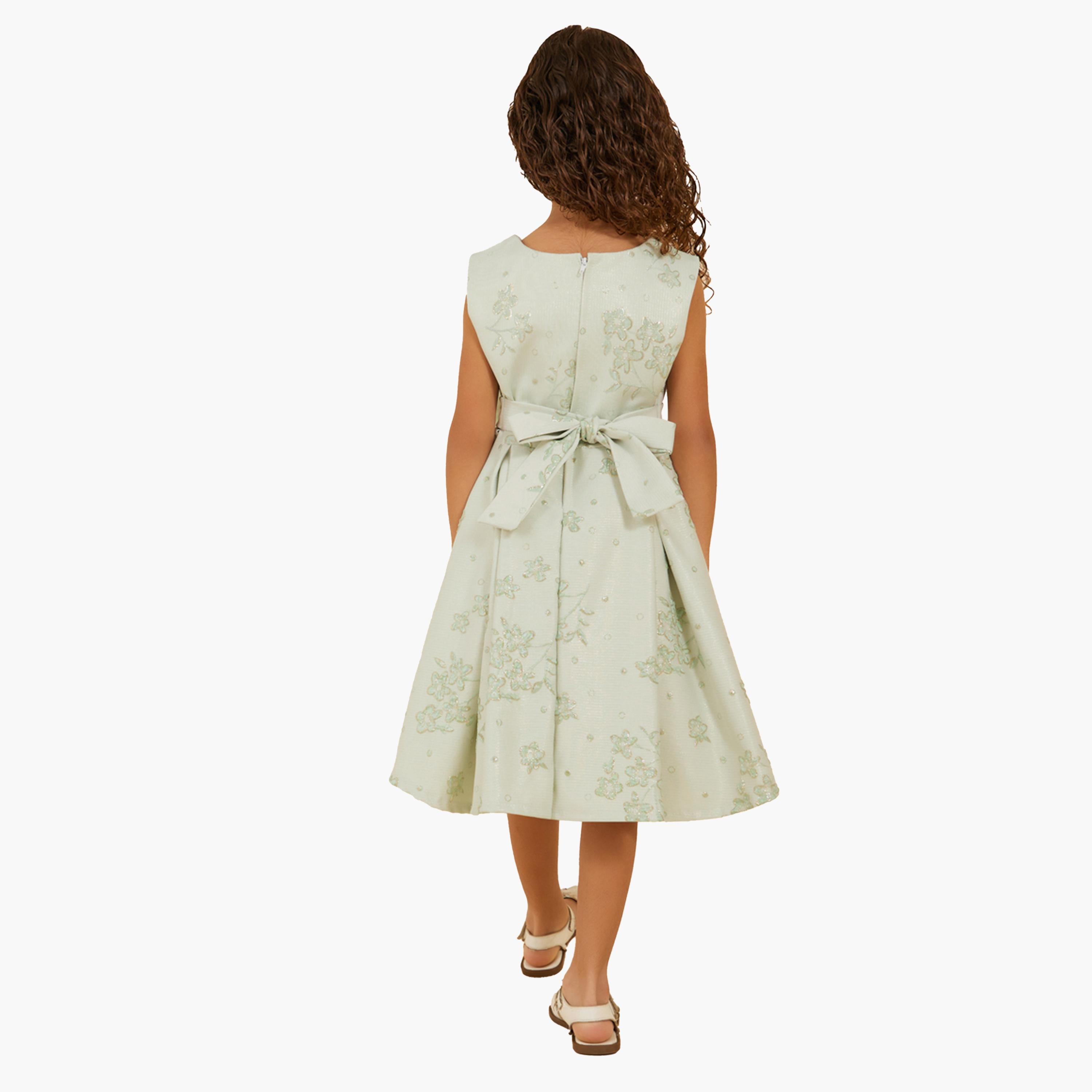 Styli Jacquard Round Neck Sleeveless Dress-girls-clothing-dressesandjumpsuits-image-4