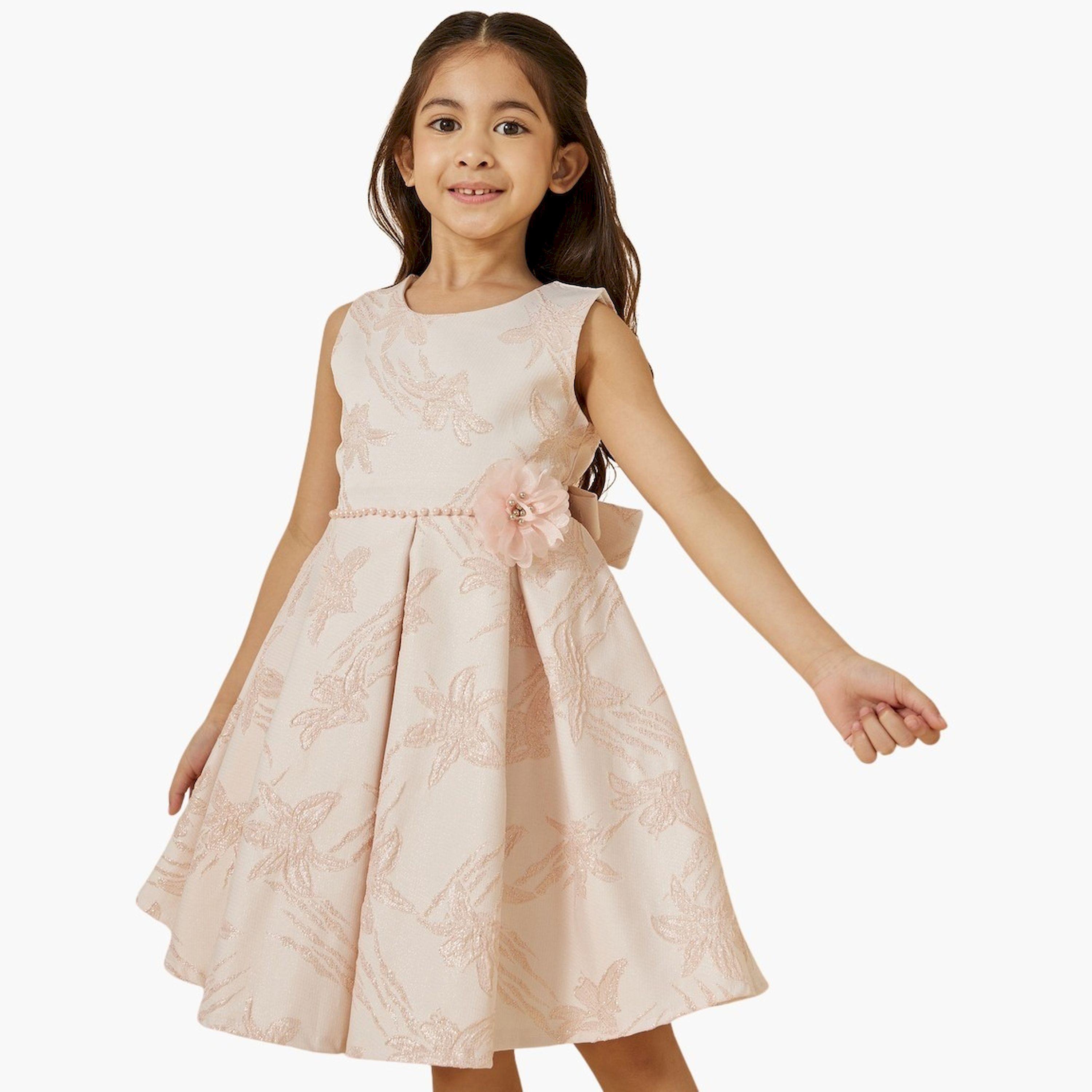 ستايلي-  فستان مزين بثنيات وواسع من الأسفل-girls-clothing-dressesandjumpsuits-image-1