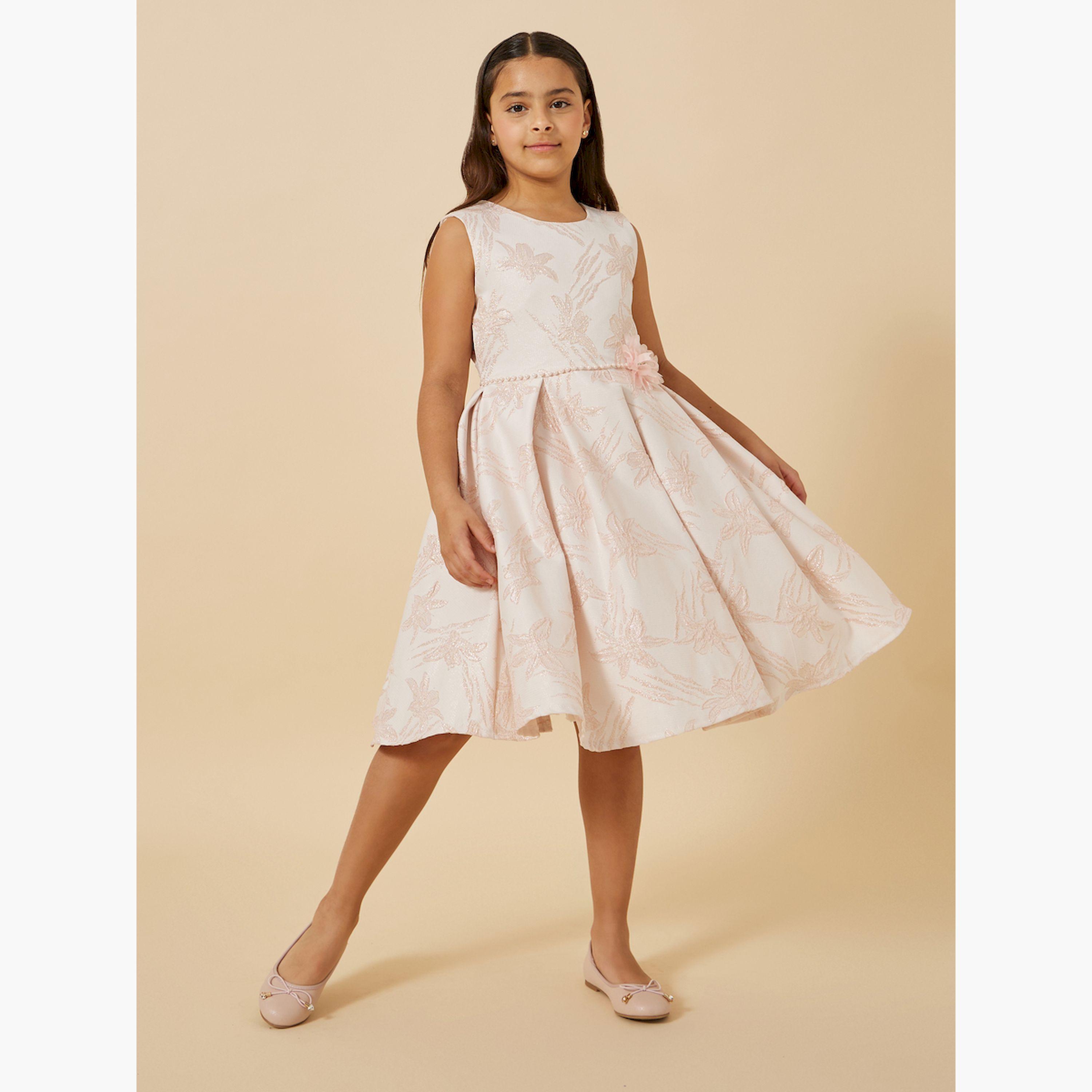Styli Jacquard Round Neck Sleeveless Dress-girls-clothing-dressesandjumpsuits-image-2