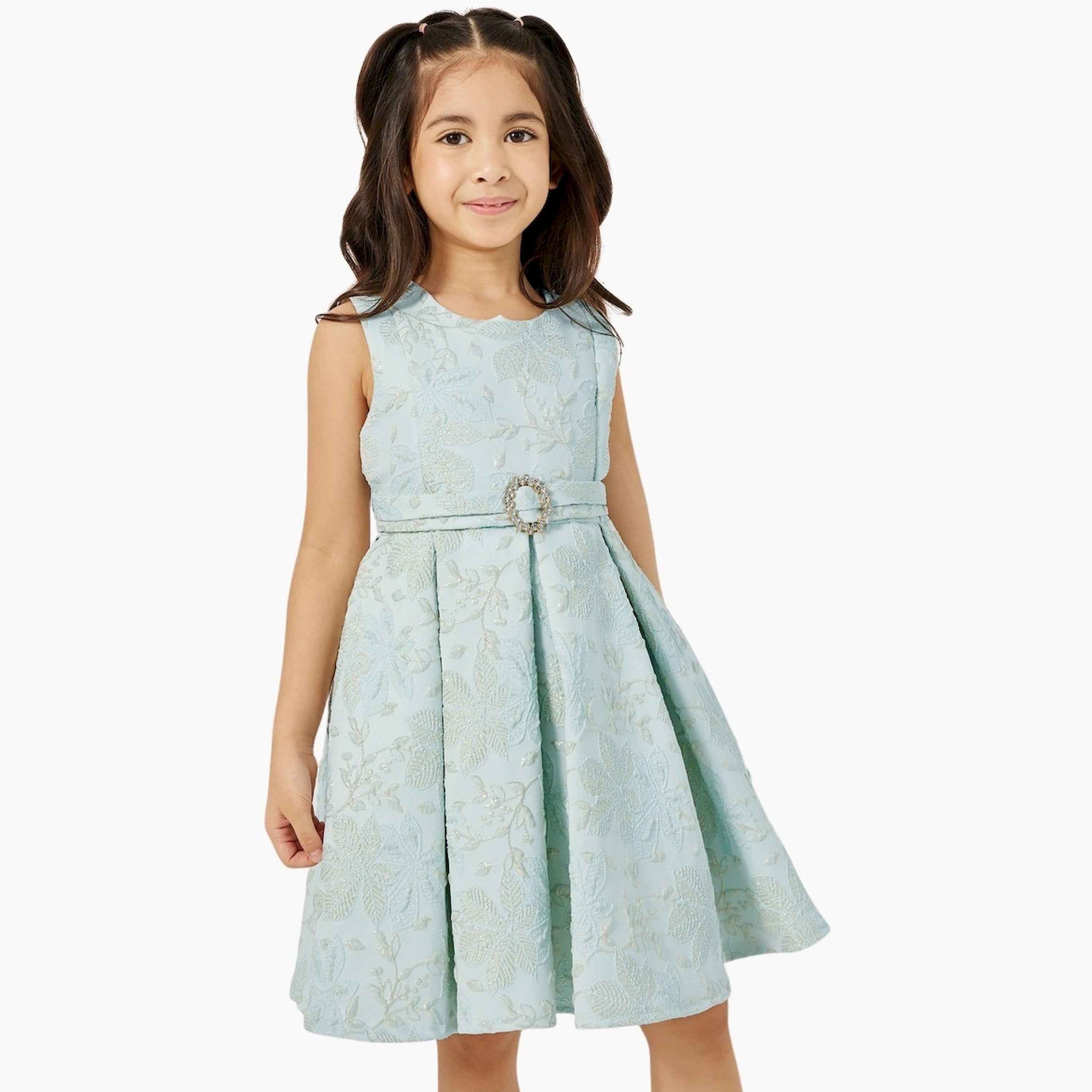 Styli Jacquard Sleeveless Pleated Dress-girls-clothing-dressesandjumpsuits-image-1