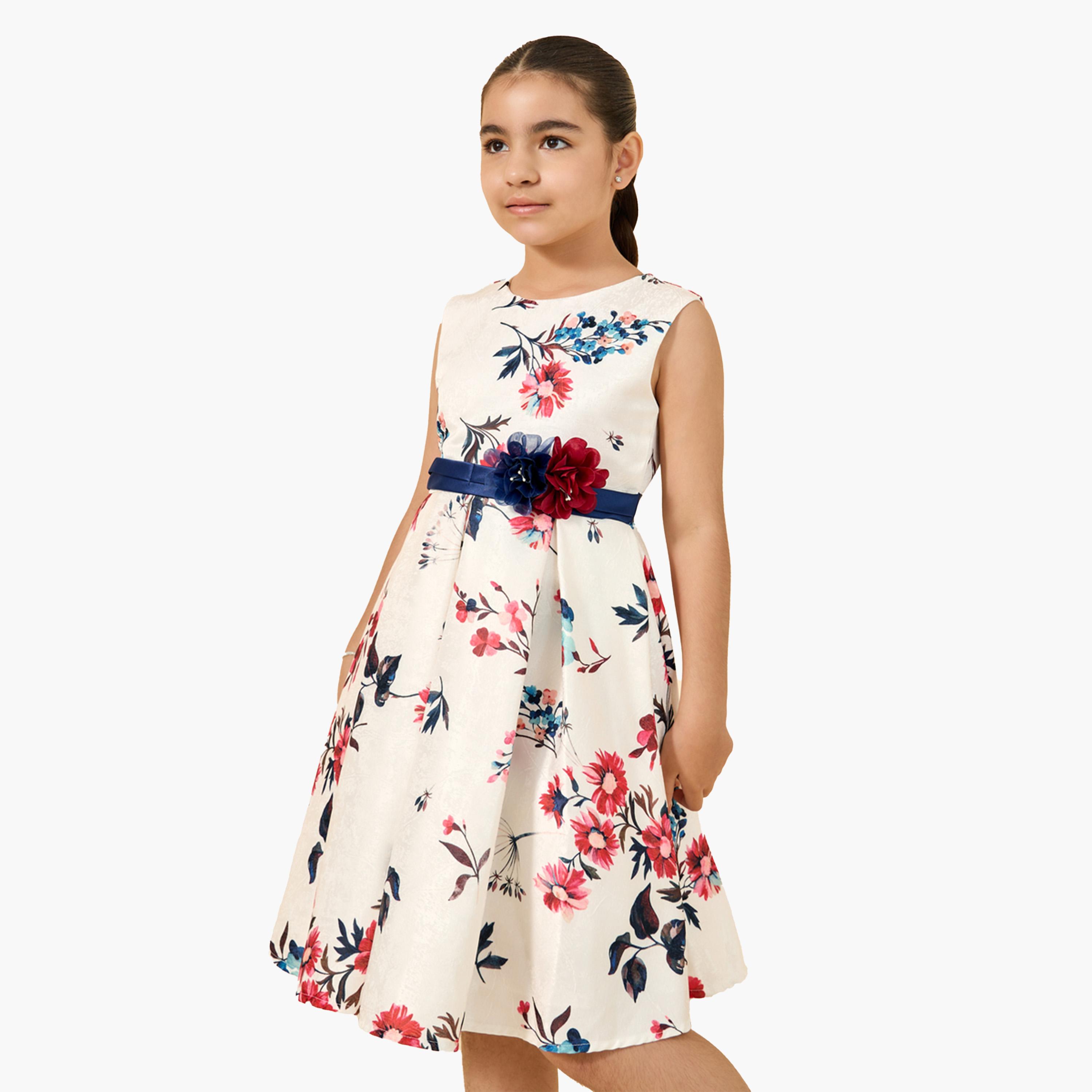 ستايلي - فستان مطبوع بدون أكمام بكسرات-girls-clothing-dressesandjumpsuits-image-1