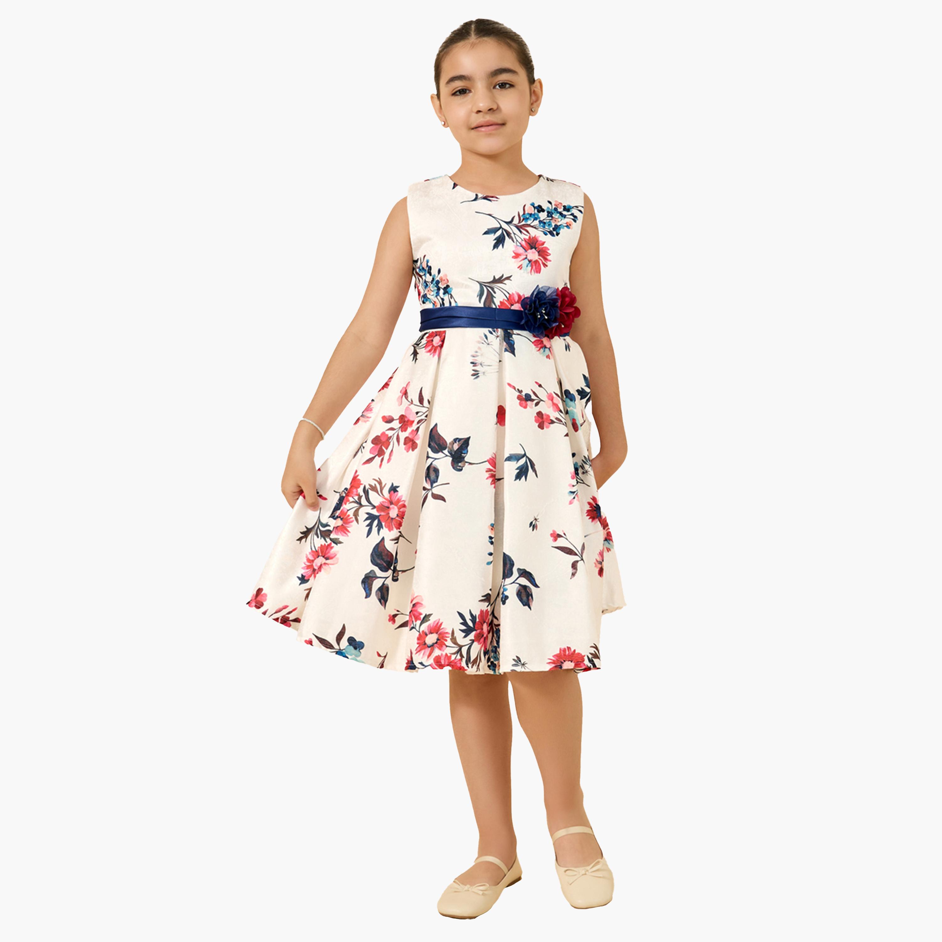ستايلي - فستان مطبوع بدون أكمام بكسرات-girls-clothing-dressesandjumpsuits-image-3
