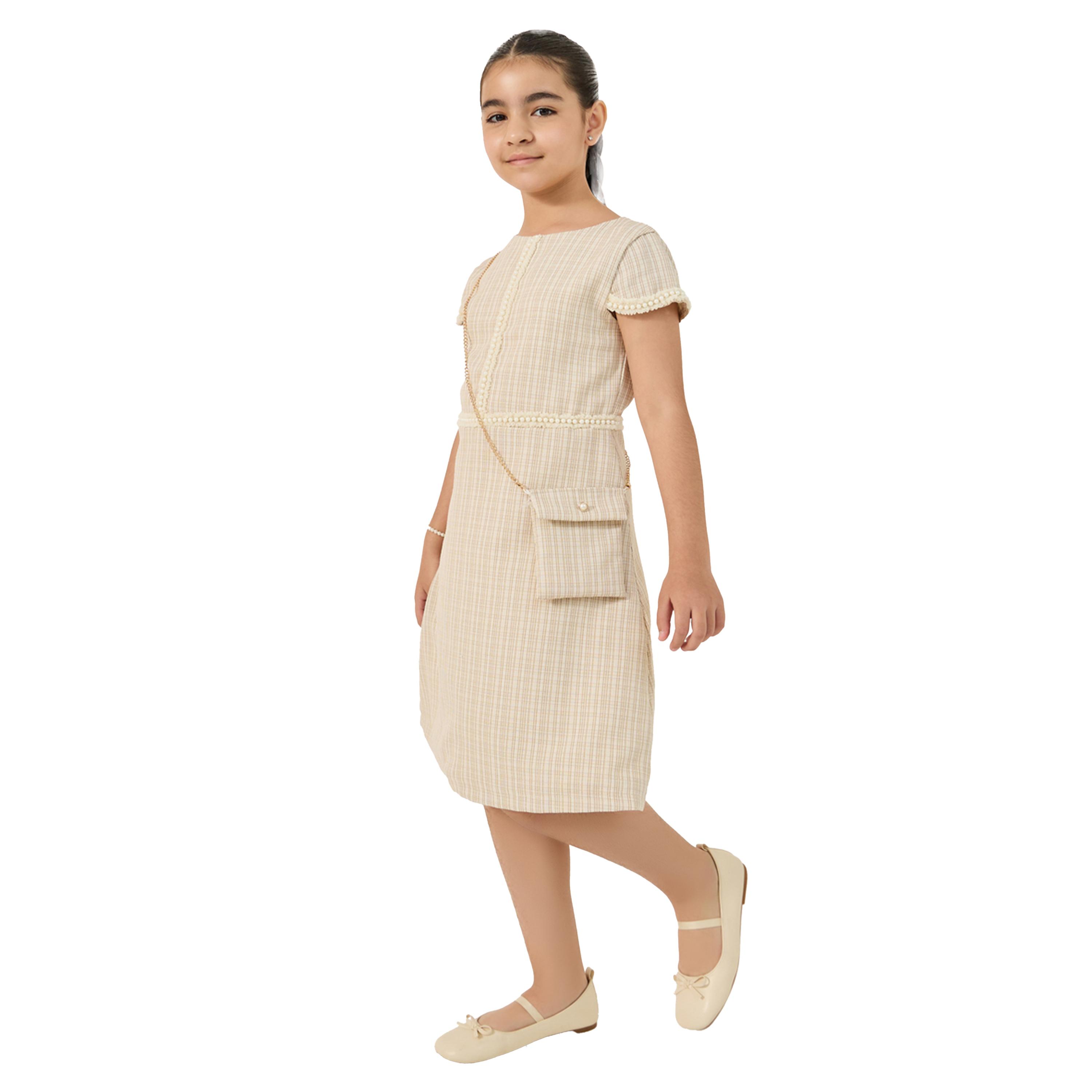 ستايلي - فستان تويد مزخرف بأكمام قصيرة مع حقيبة-girls-clothing-dressesandjumpsuits-image-1
