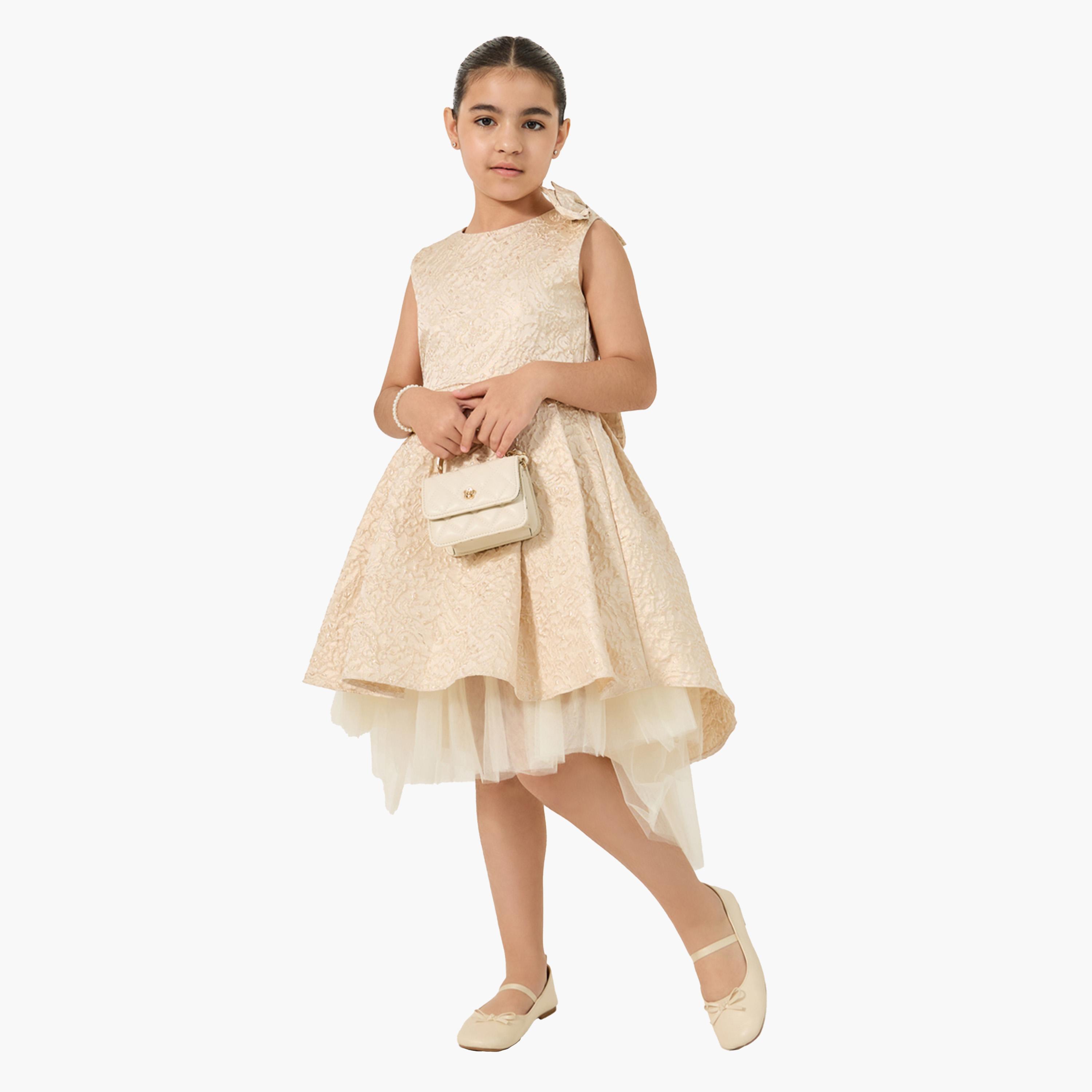 Styli Jacquard Mesh Hem Sleeveless Dress-girls-clothing-dressesandjumpsuits-image-1