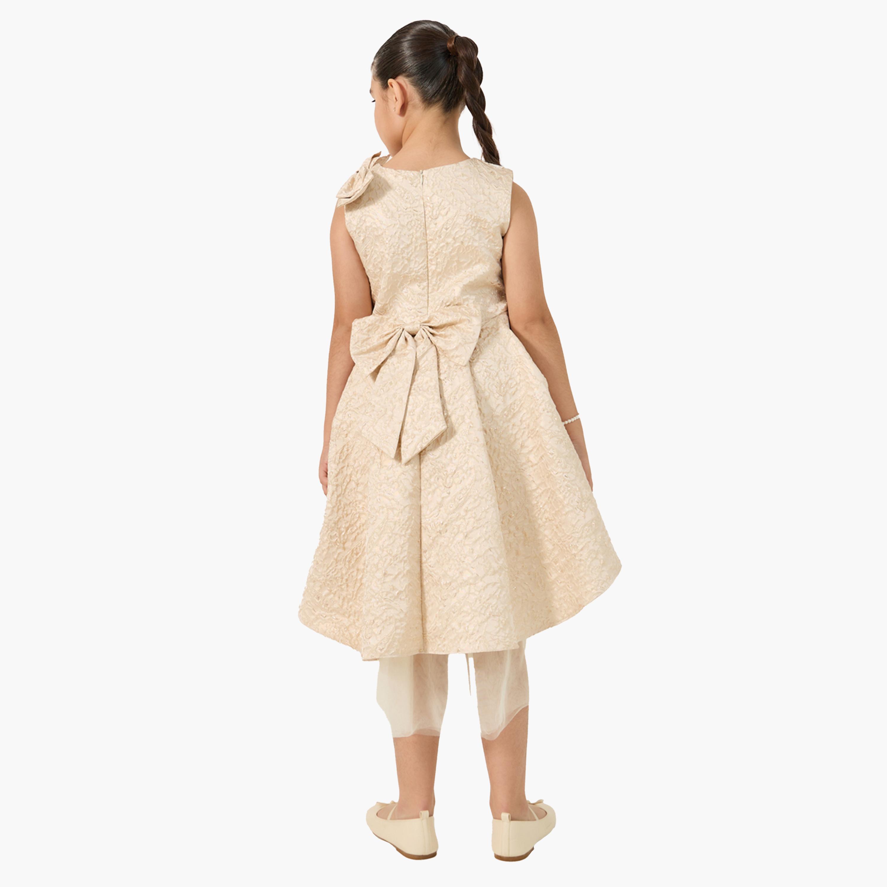 Styli Jacquard Mesh Hem Sleeveless Dress-girls-clothing-dressesandjumpsuits-image-4
