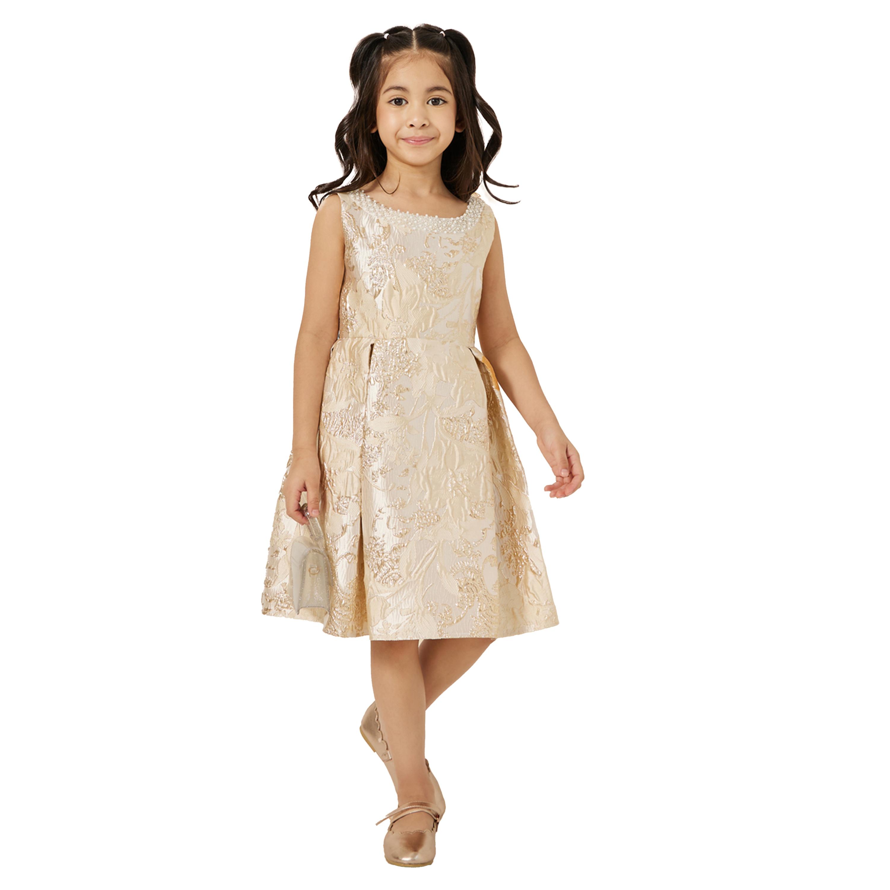 ستايلي - فستان جاكار مورد بدون أكمام-girls-clothing-dressesandjumpsuits-image-1