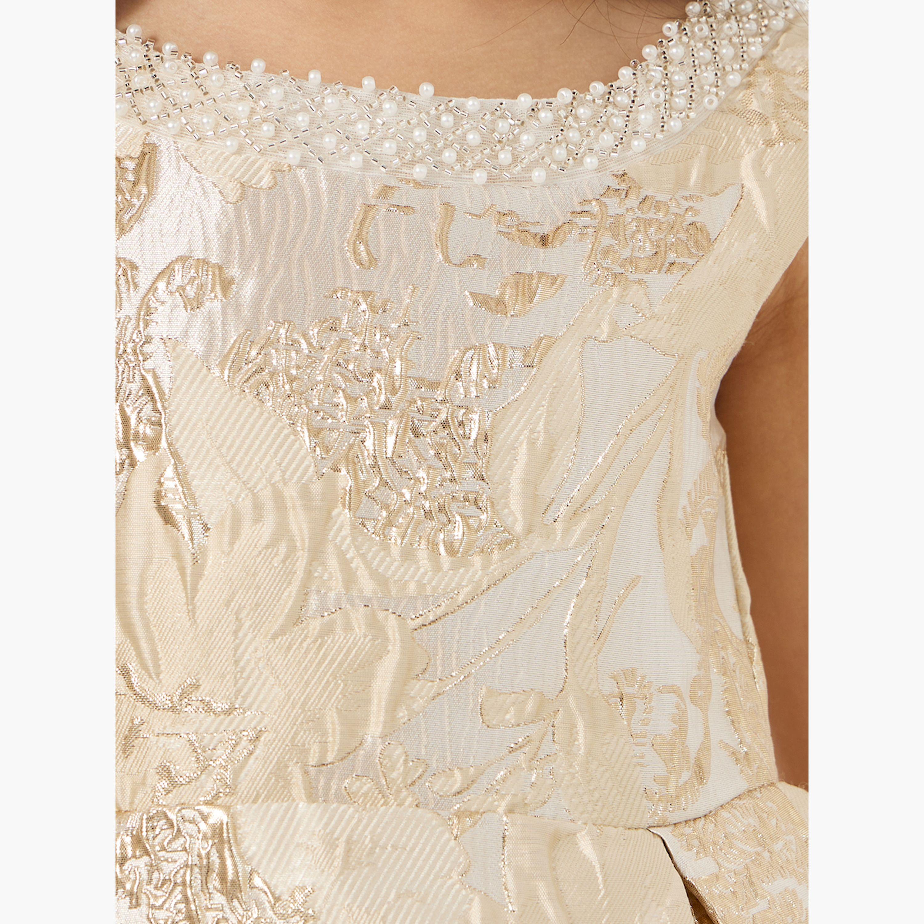 ستايلي - فستان جاكار مورد بدون أكمام-girls-clothing-dressesandjumpsuits-image-3