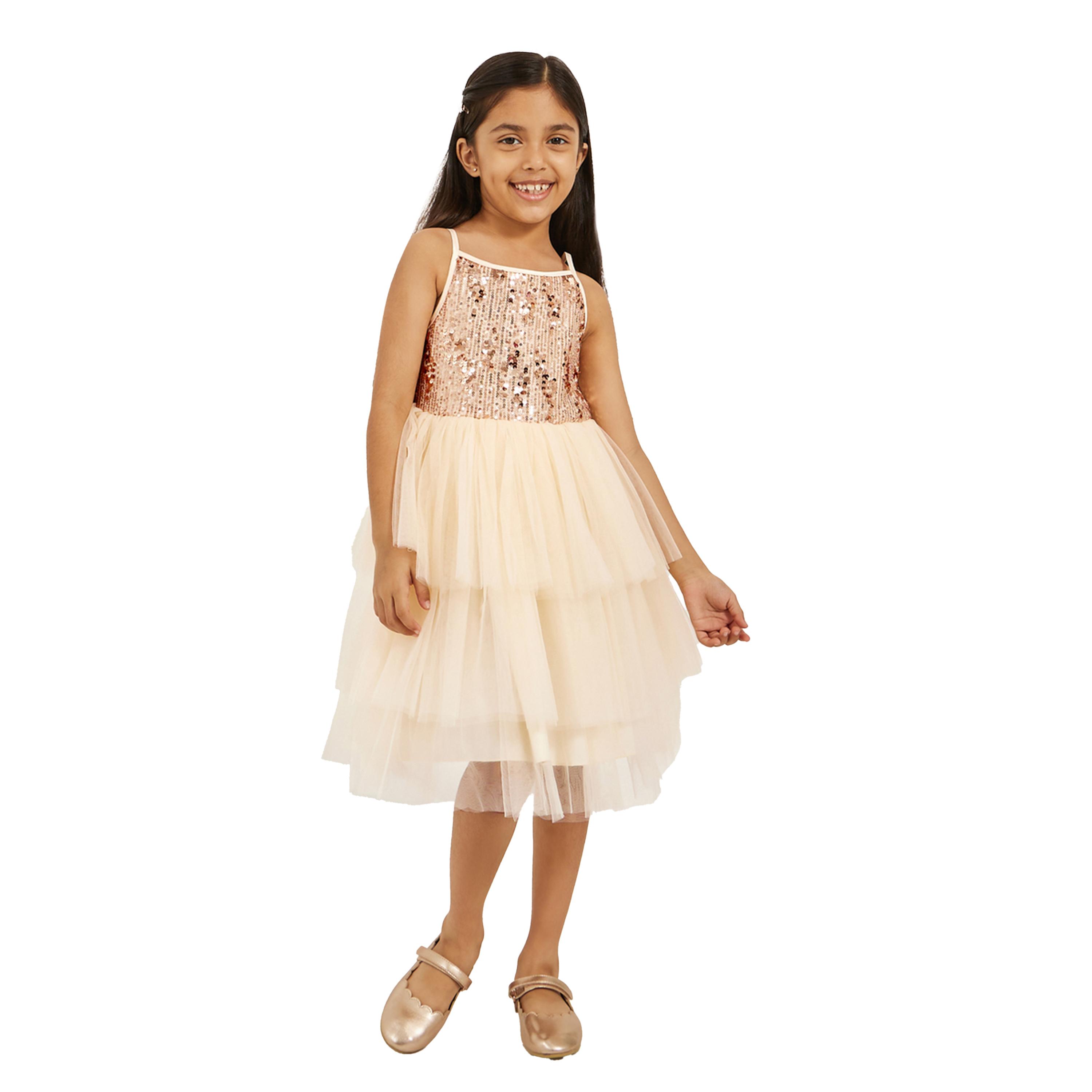 Styli Sequinned Layered Mesh Dress with Shrug-girls-clothing-dressesandjumpsuits-image-2