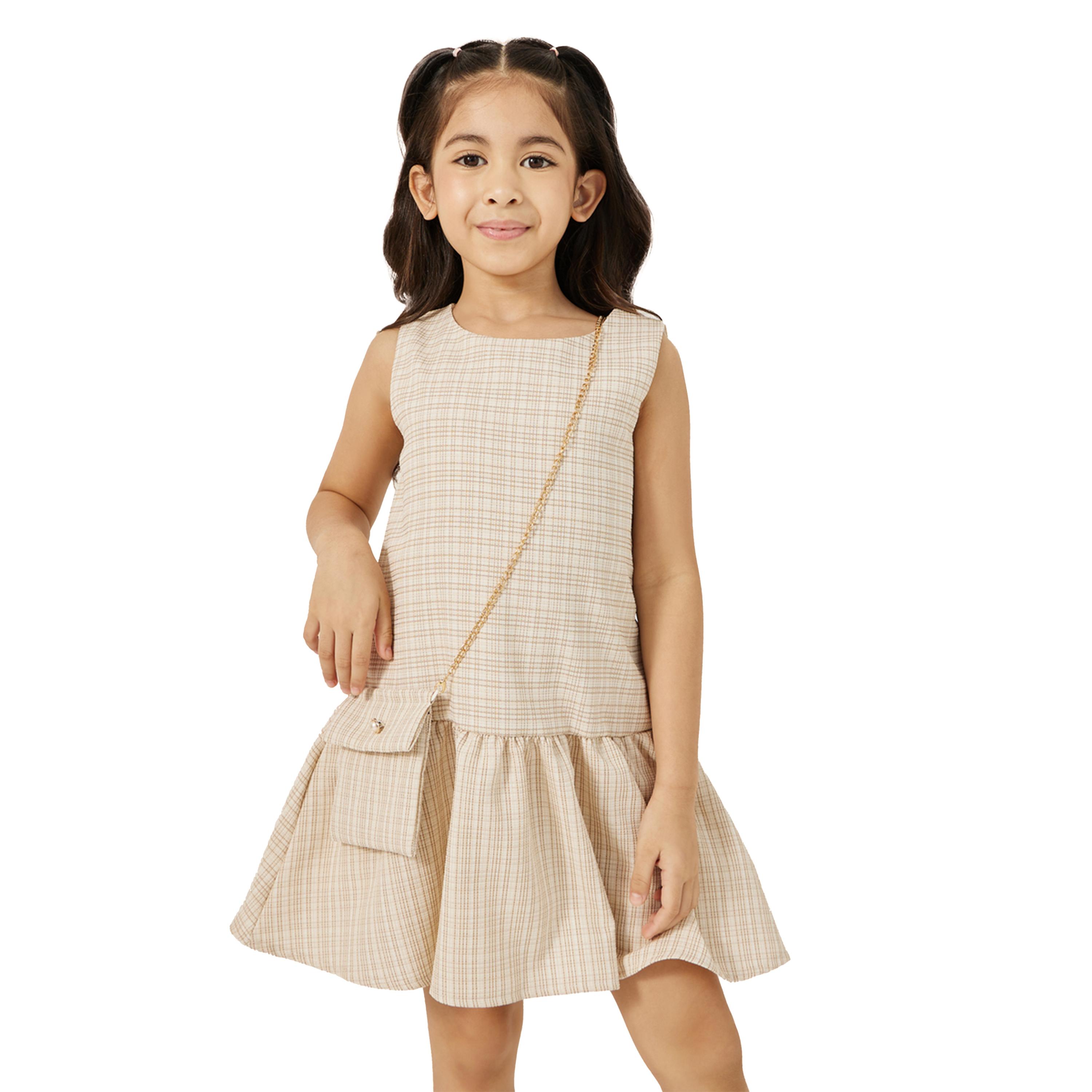ستايلي -  فستان تويد بدون أكمام بخصر منخفض مع شنطة-girls-clothing-dressesandjumpsuits-image-2