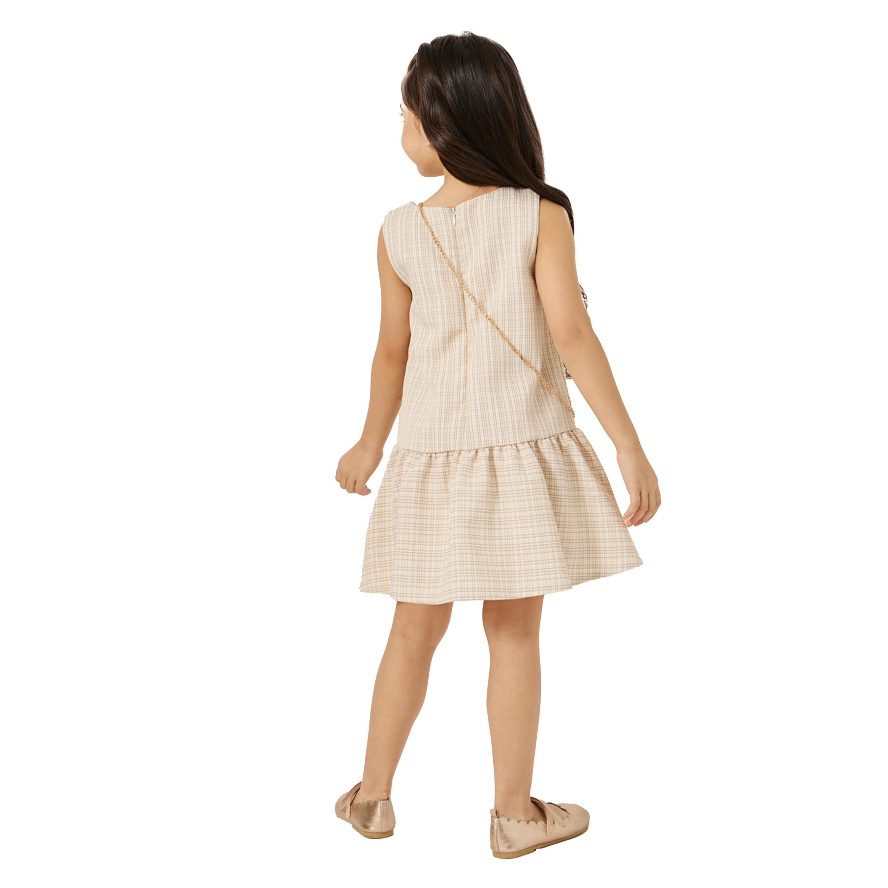 ستايلي -  فستان تويد بدون أكمام بخصر منخفض مع شنطة-girls-clothing-dressesandjumpsuits-image-4