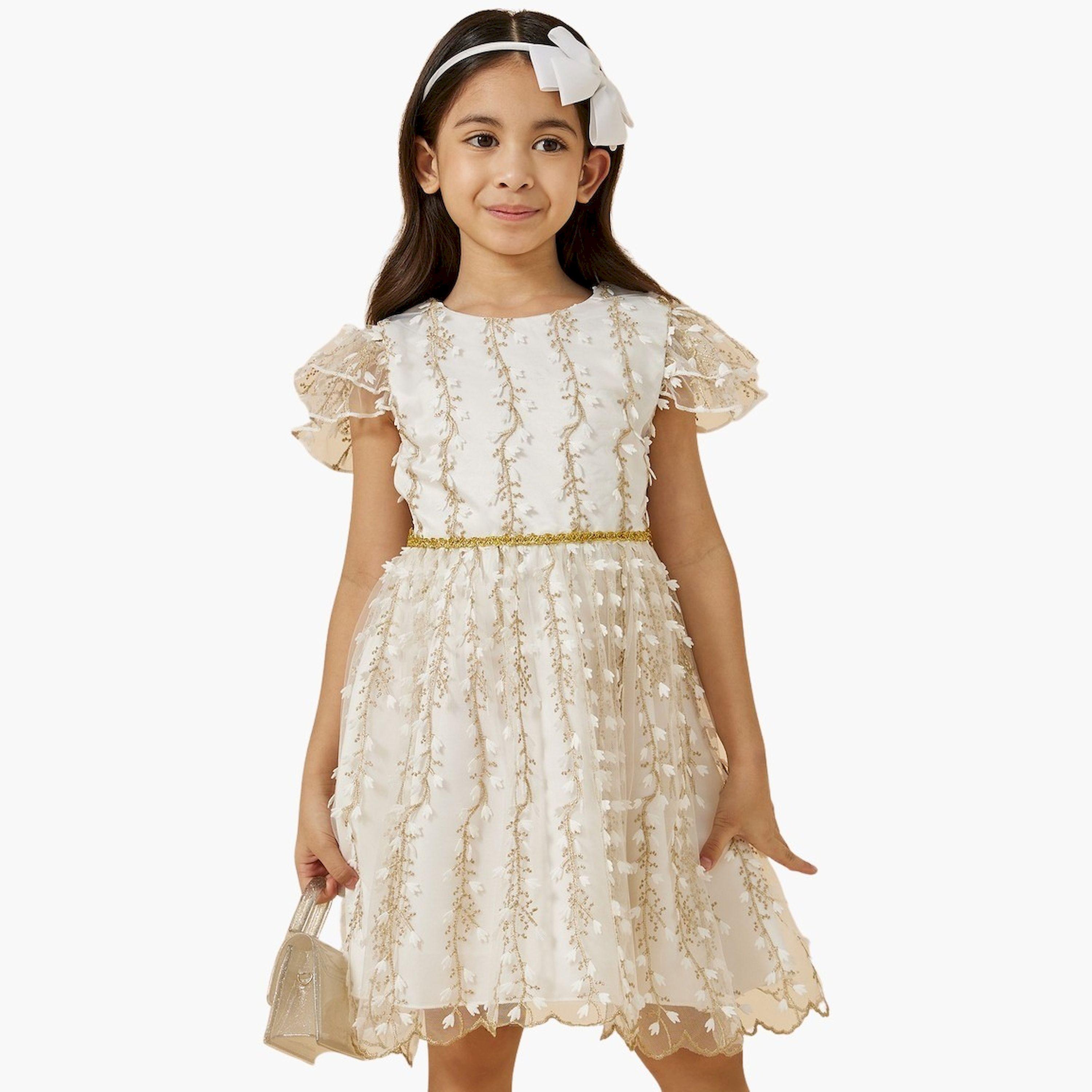 Styli Mesh Embroidered Frill Sleeve Dress-girls-clothing-dressesandjumpsuits-image-1