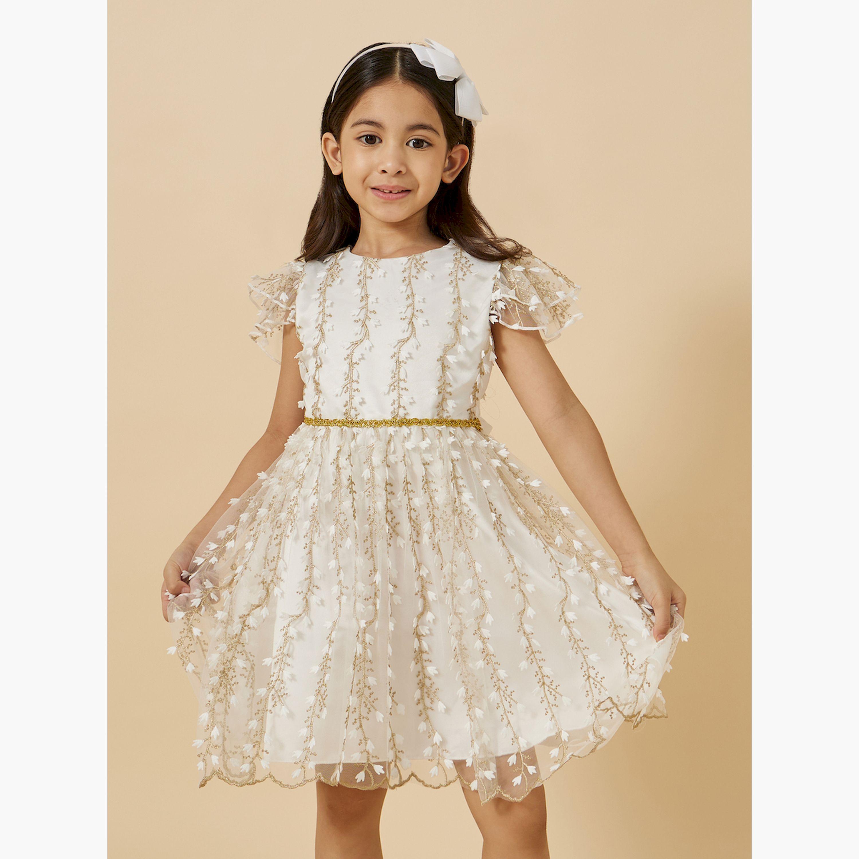 Styli Mesh Embroidered Frill Sleeve Dress-girls-clothing-dressesandjumpsuits-image-4