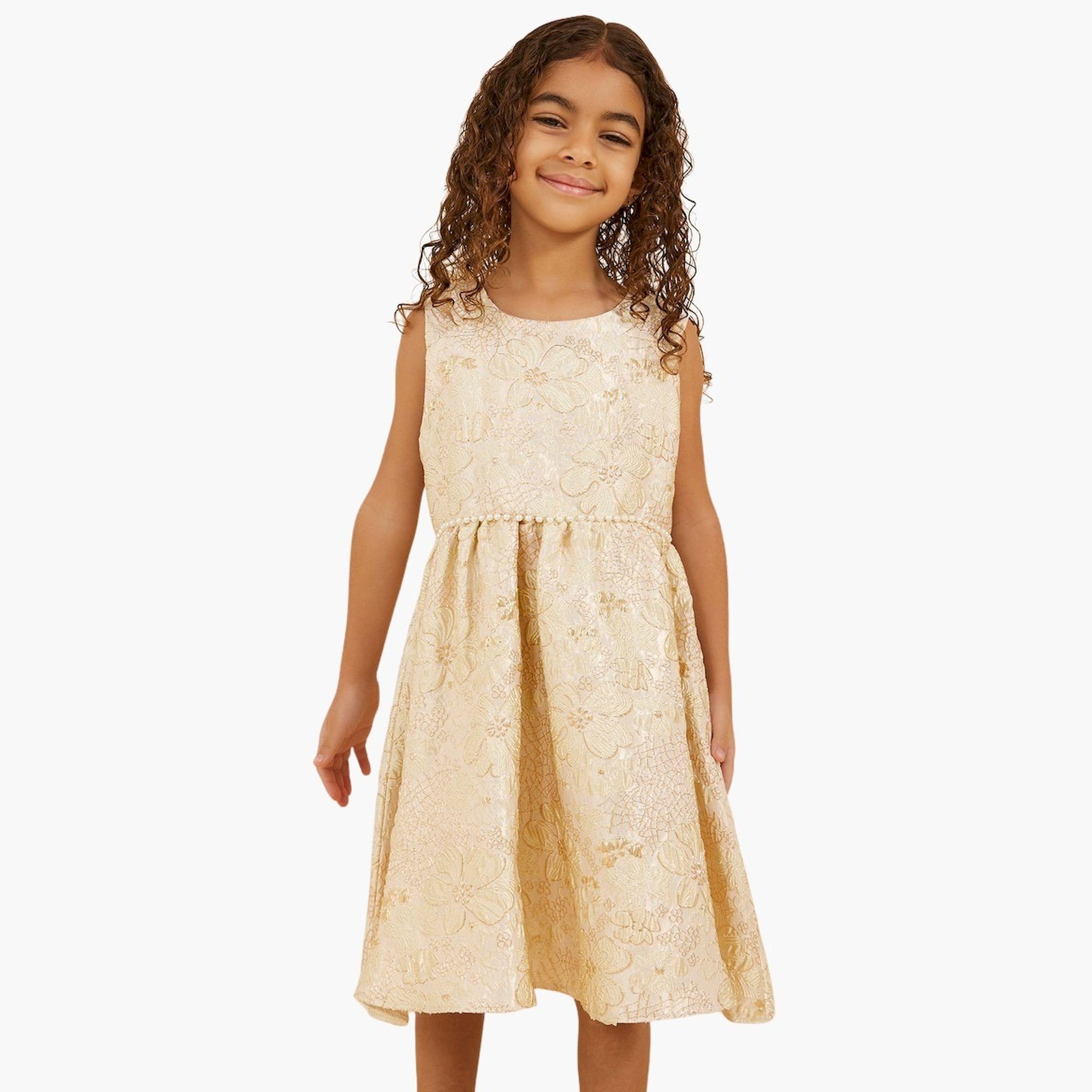 ستايلي-  فستان جاكار بدون أكمام مزين باللؤلؤ الصناعي-girls-clothing-dressesandjumpsuits-image-1