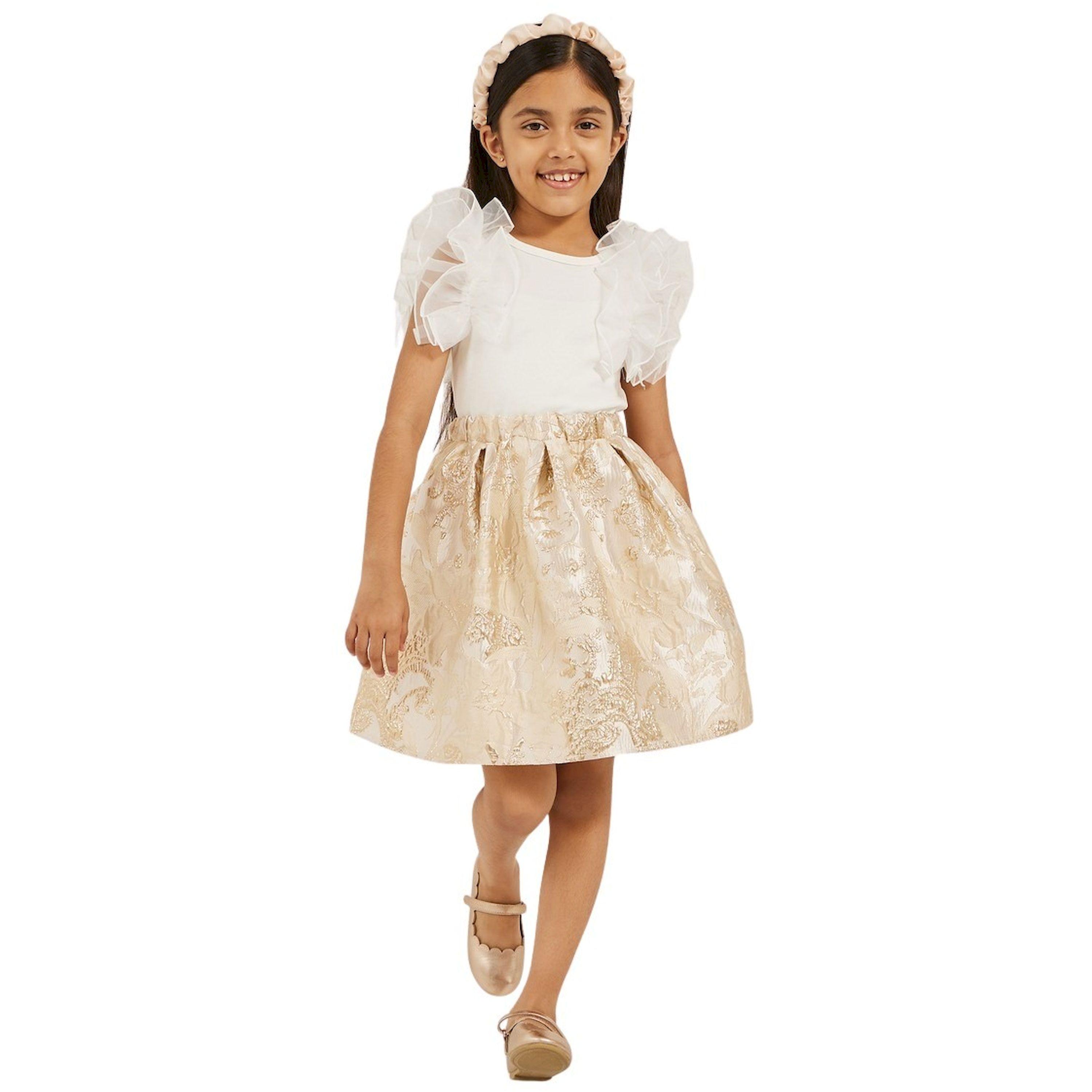 Styli Frill Mesh Sleeve Top and Jacquard Skirt Set-girls-clothing-setsandcoords-image-1