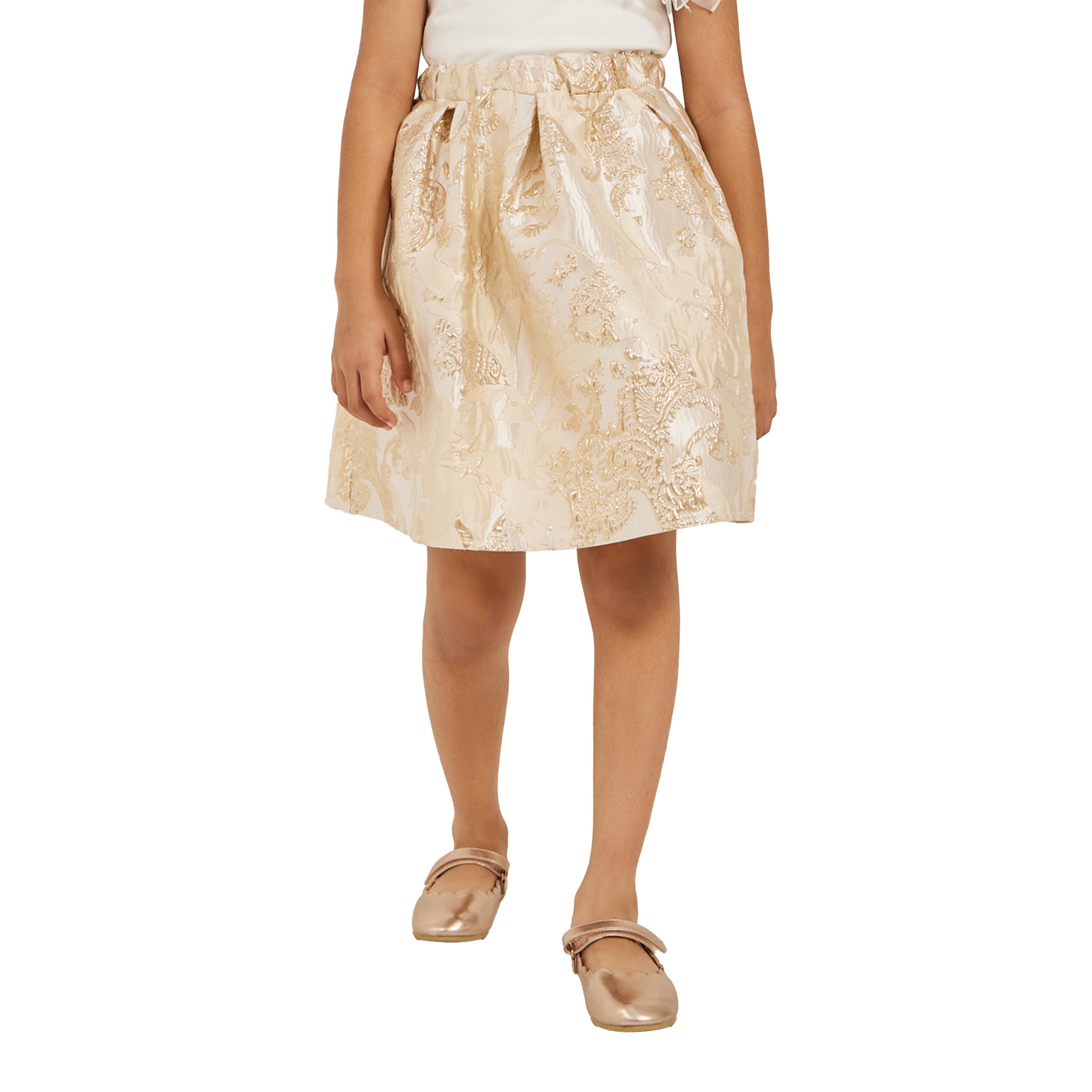 Styli Frill Mesh Sleeve Top and Jacquard Skirt Set-girls-clothing-setsandcoords-image-5