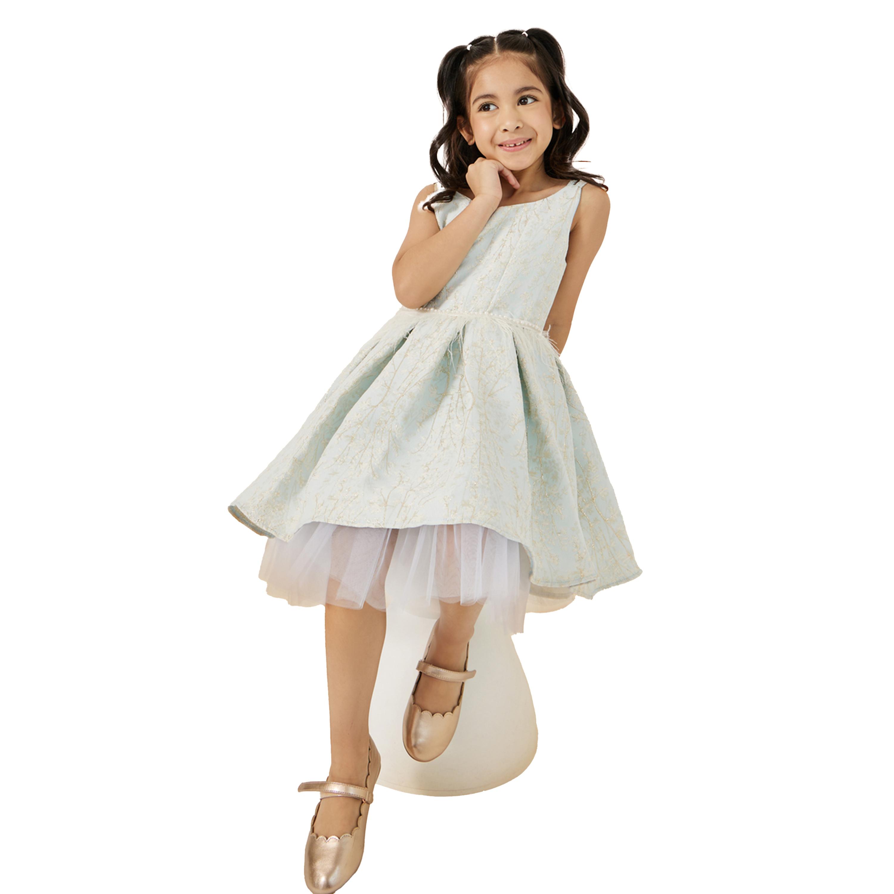 Styli Floral Jacquard Sleeveless Pleated Dress-girls-clothing-dressesandjumpsuits-image-1
