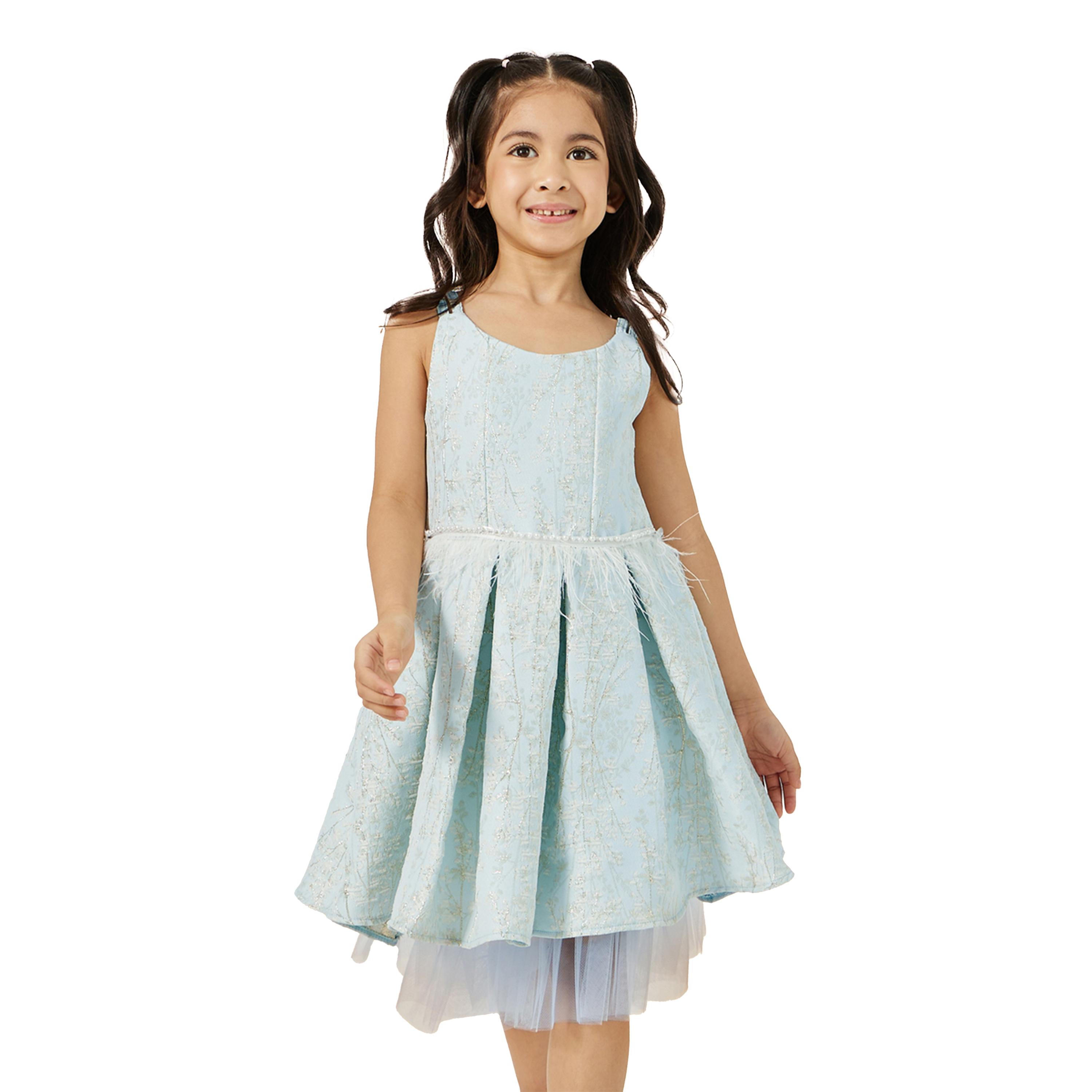 ستايلي - فستان جاكار مورد بدون أكمام بكسرات-girls-clothing-dressesandjumpsuits-image-2