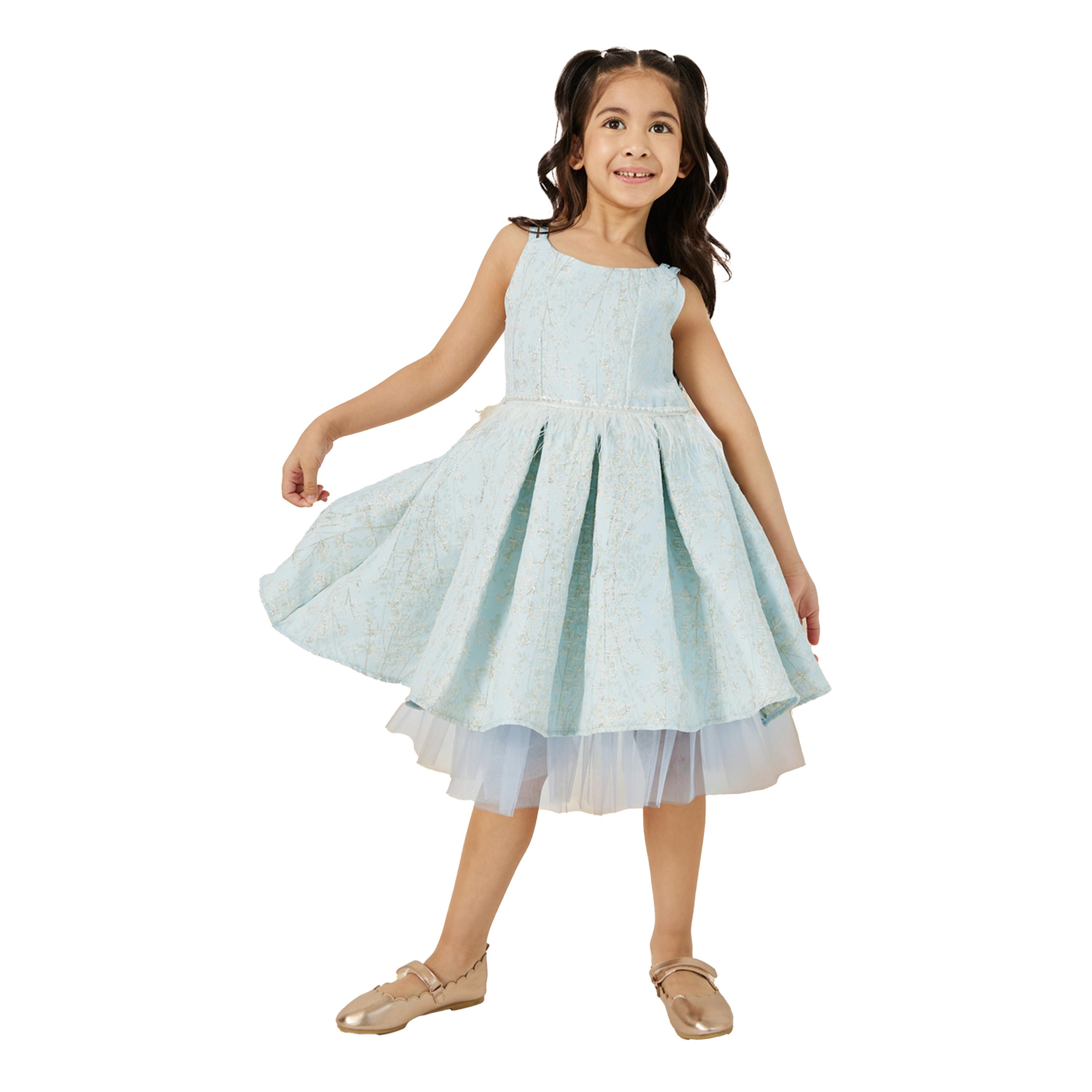 Styli Floral Jacquard Sleeveless Pleated Dress-girls-clothing-dressesandjumpsuits-image-3