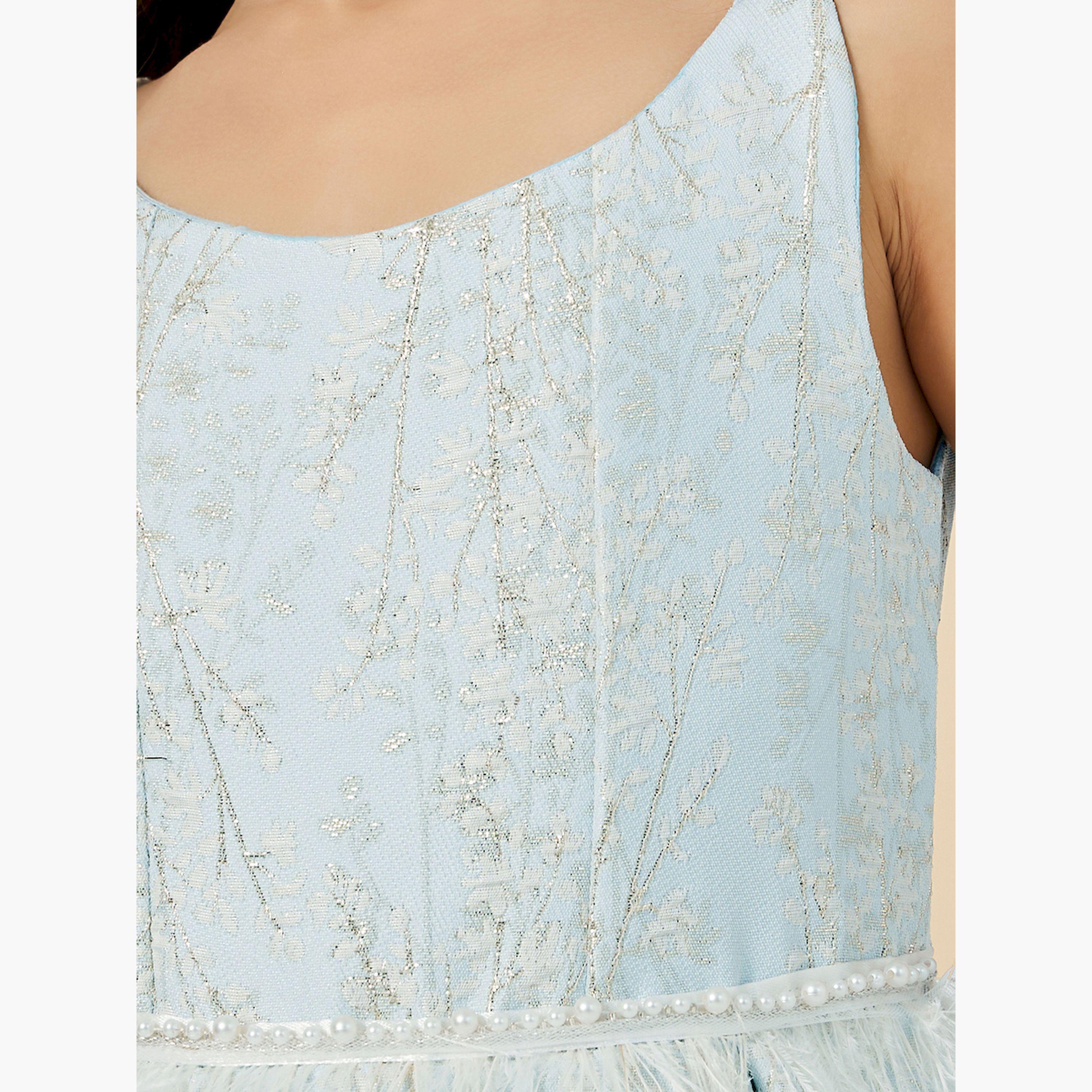 Styli Floral Jacquard Sleeveless Pleated Dress-girls-clothing-dressesandjumpsuits-image-4