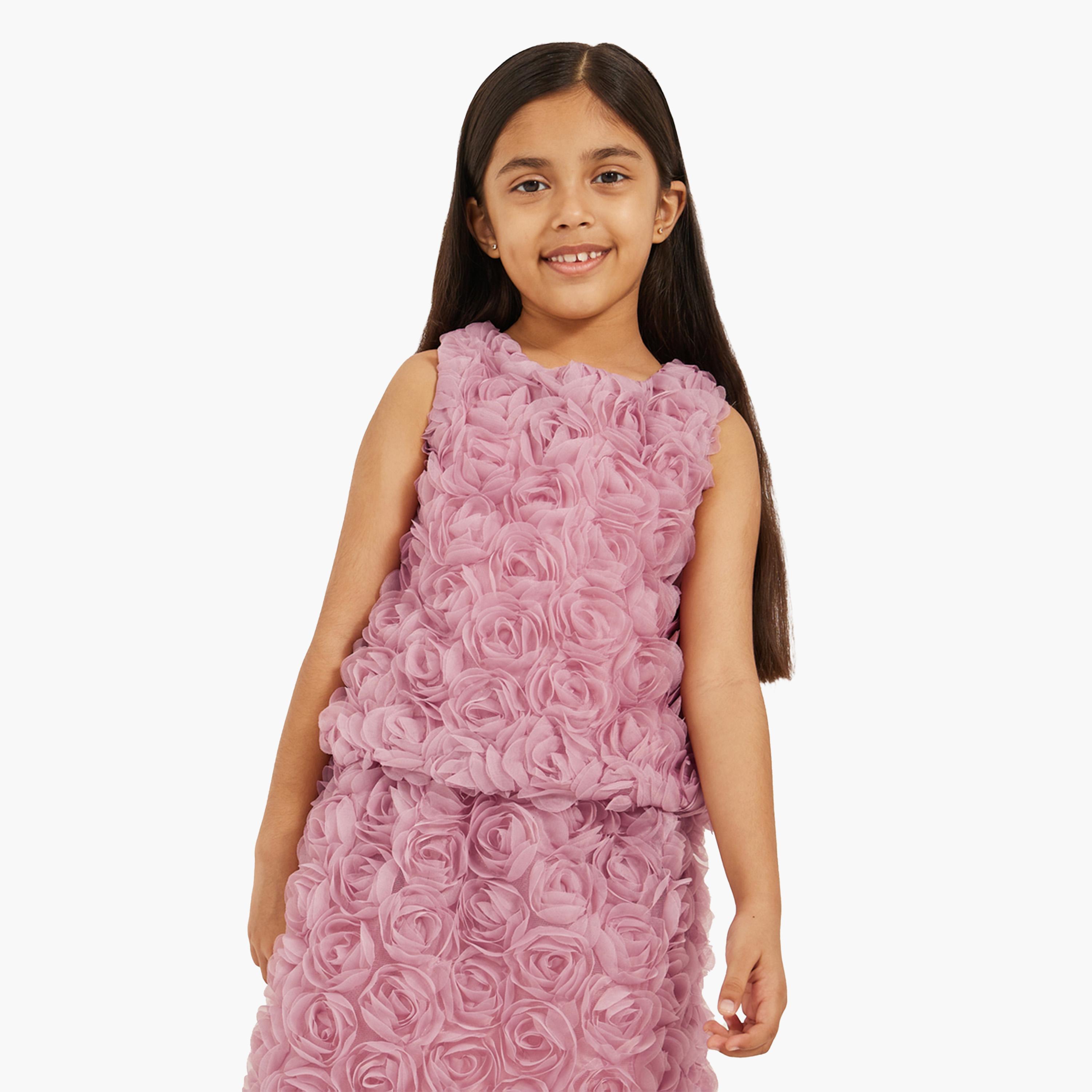 Styli Floral Applique Sleeveless Top with Button Closure-girls-clothing-blousesandshirts-image-1