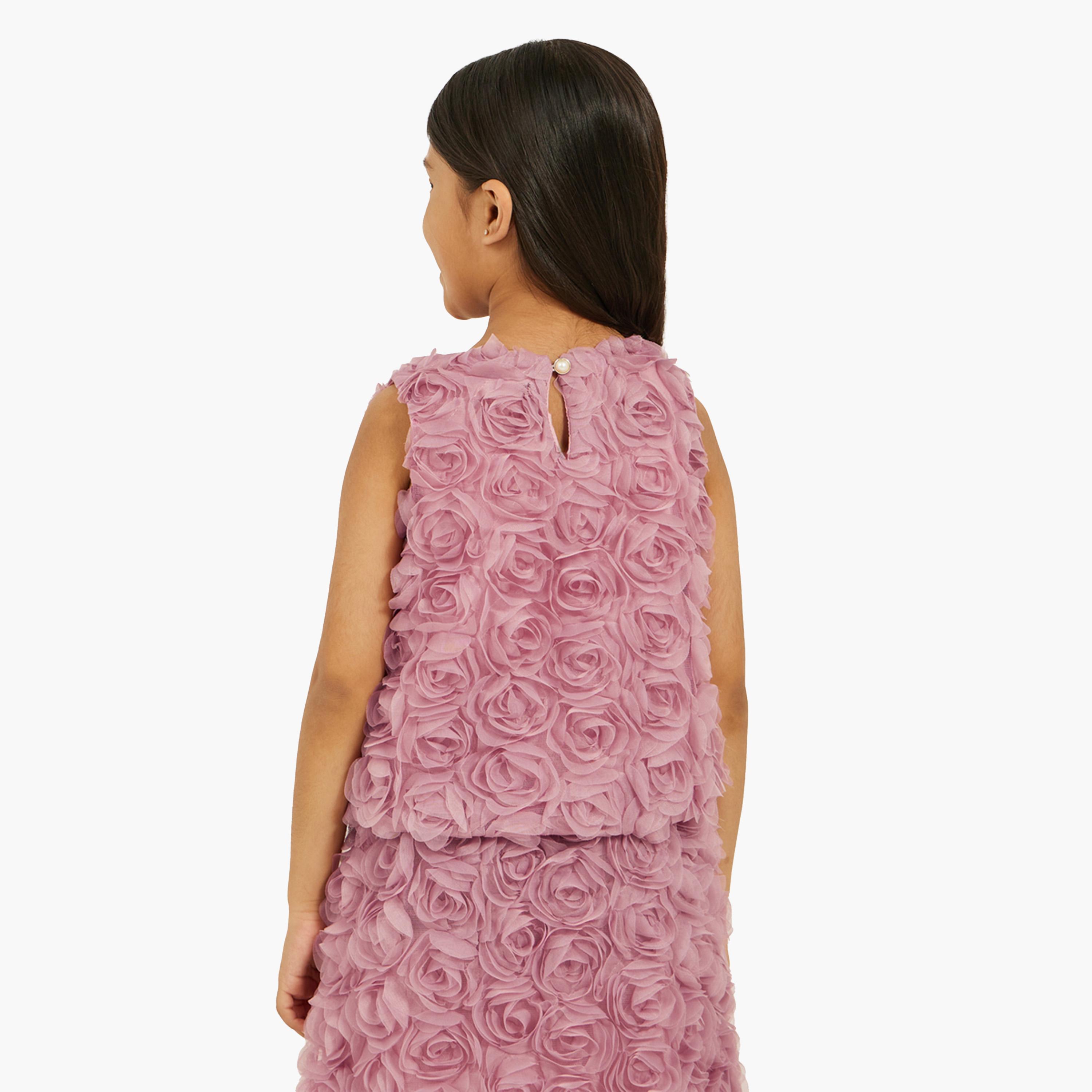 ستايلي-  بلوزة بدون أكمام مزينة بالزهور مع زر للإغلاق-girls-clothing-blousesandshirts-image-4