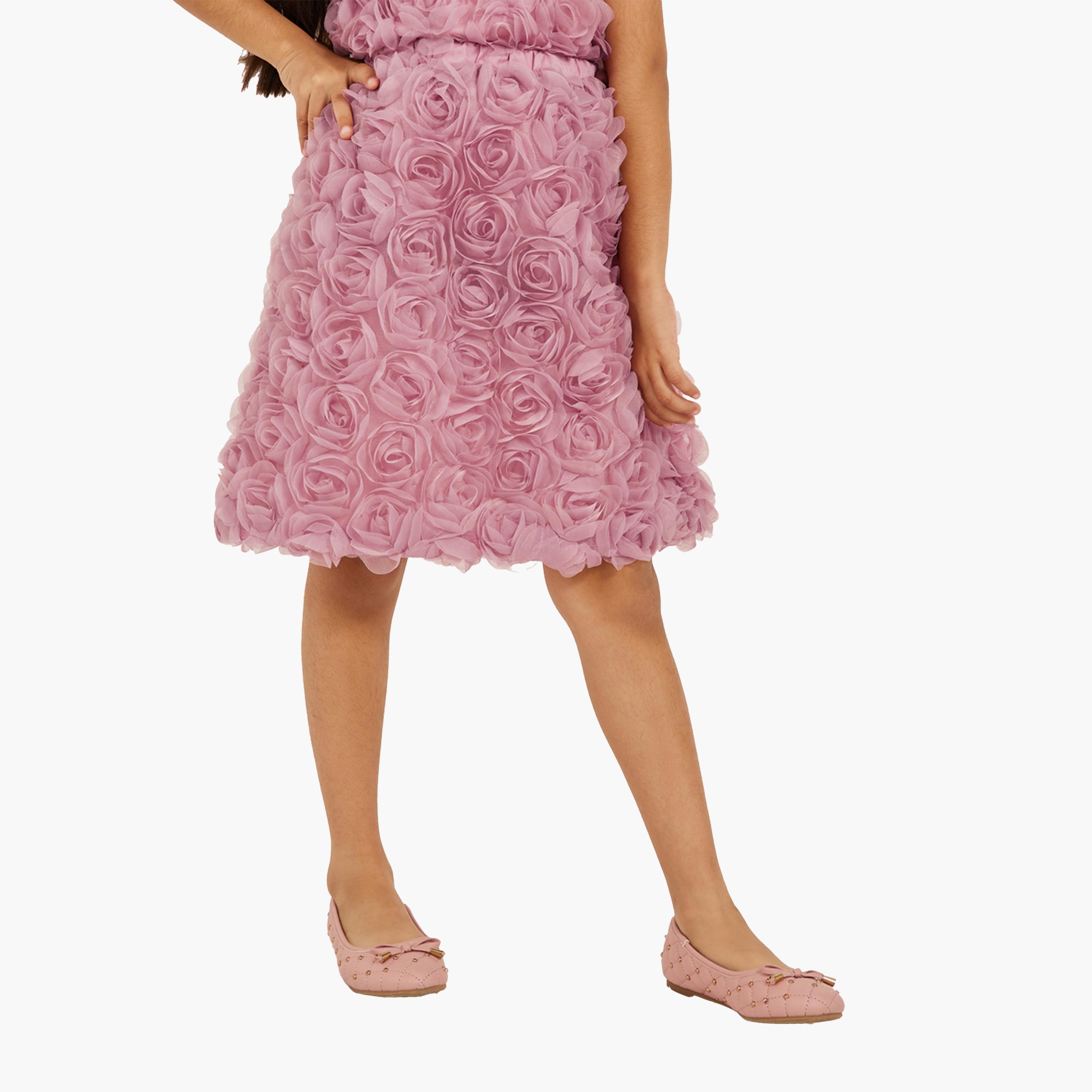 Styli Roses Applique Mesh Skirt-girls-clothing-bottoms-skirts-image-1