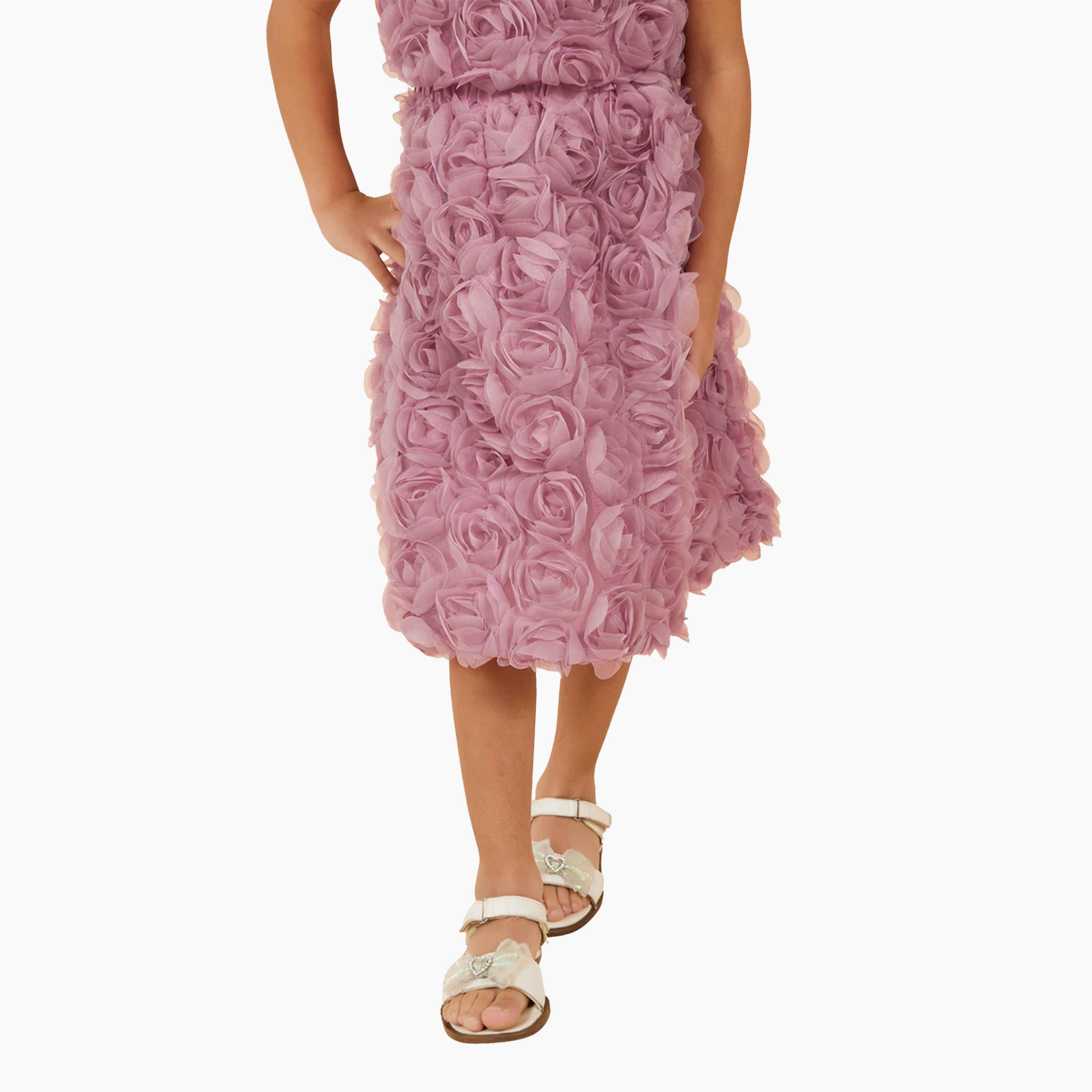 Styli Roses Applique Mesh Skirt-girls-clothing-bottoms-skirts-image-5