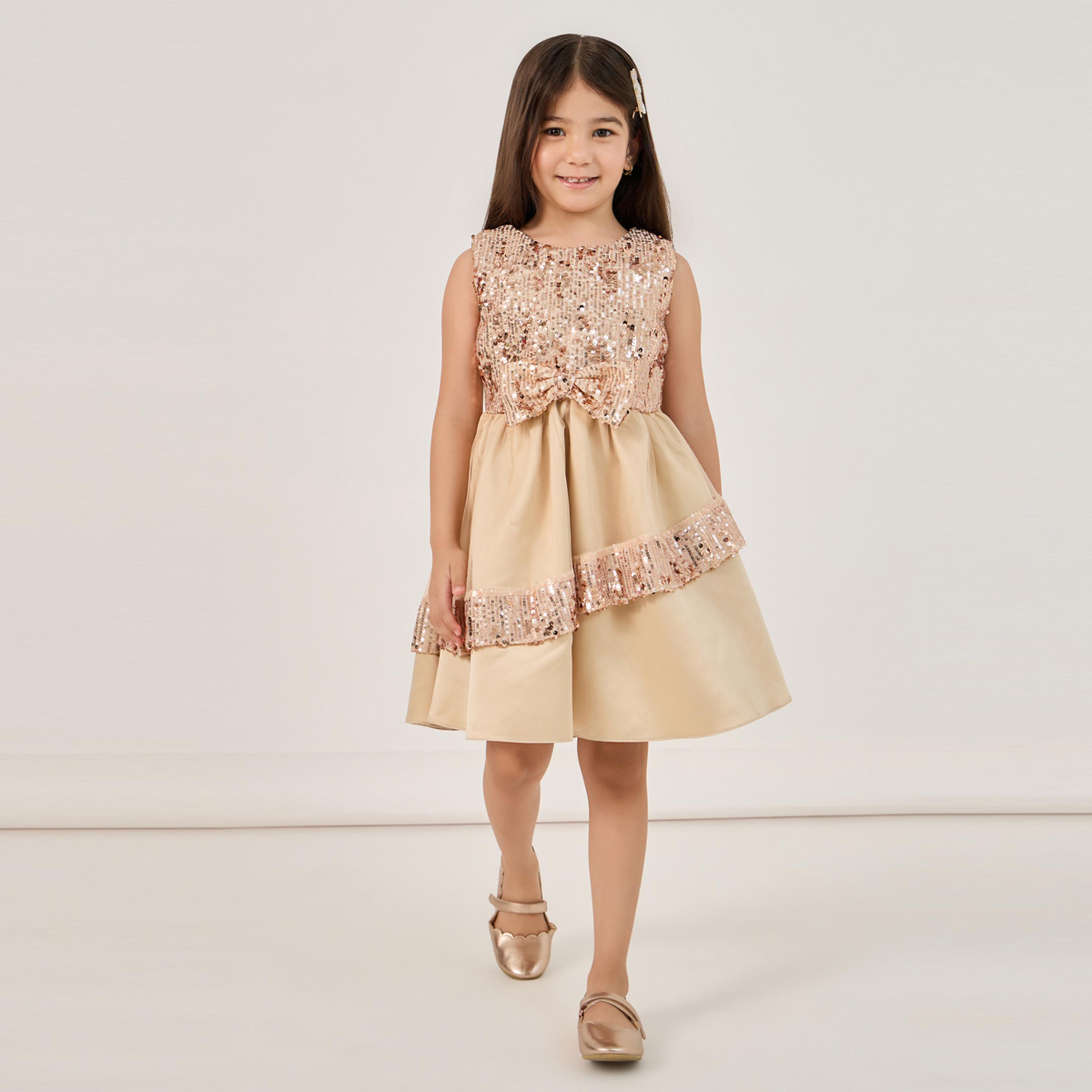 ستايلي - فستان ترتر بطول الركبة مع فيونكة-girls-clothing-dressesandjumpsuits-image-1
