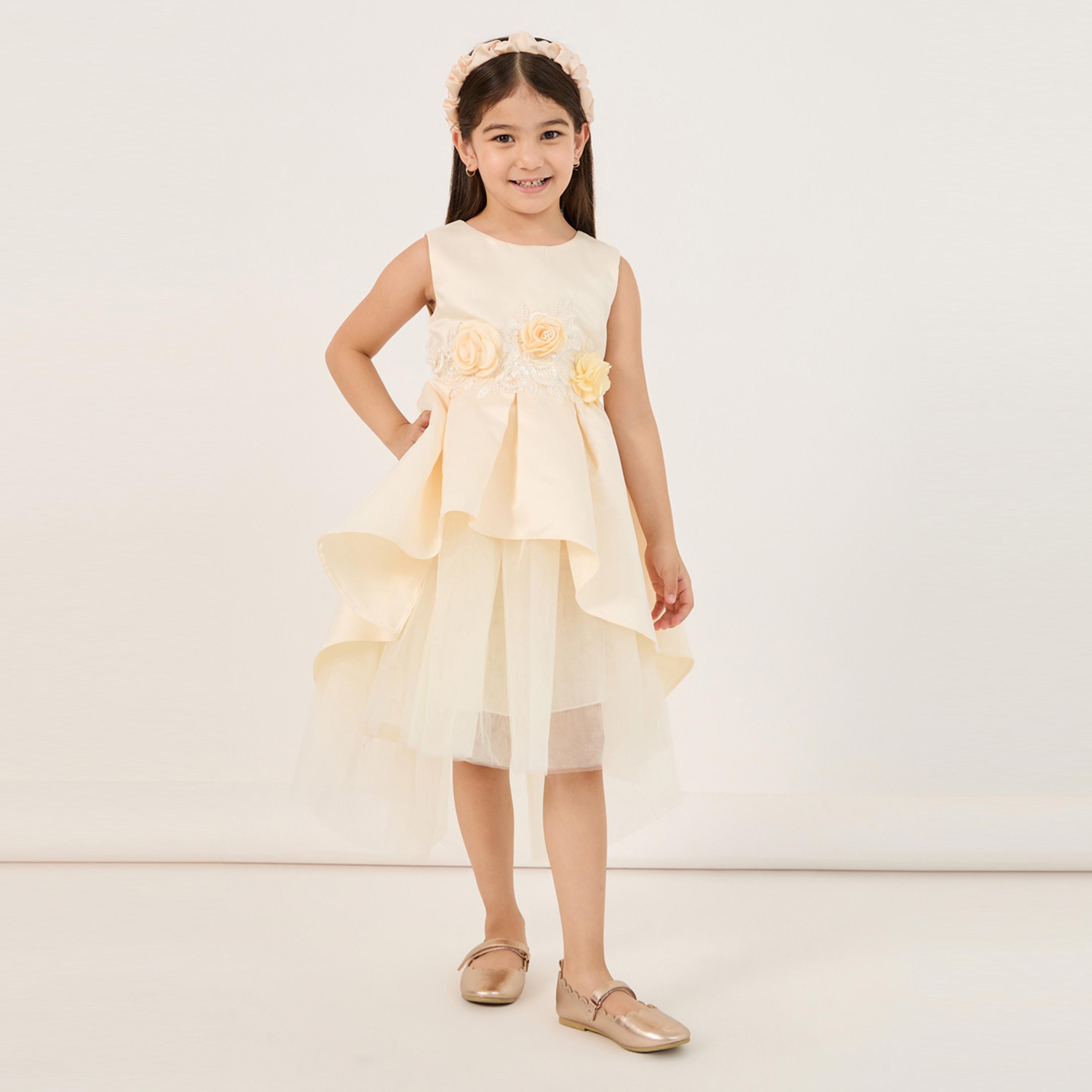 ستايلي - فستان مورد قصير ليميتد مع حزام خصر من الدانتيل وبوليرو-girls-clothing-dressesandjumpsuits-image-3