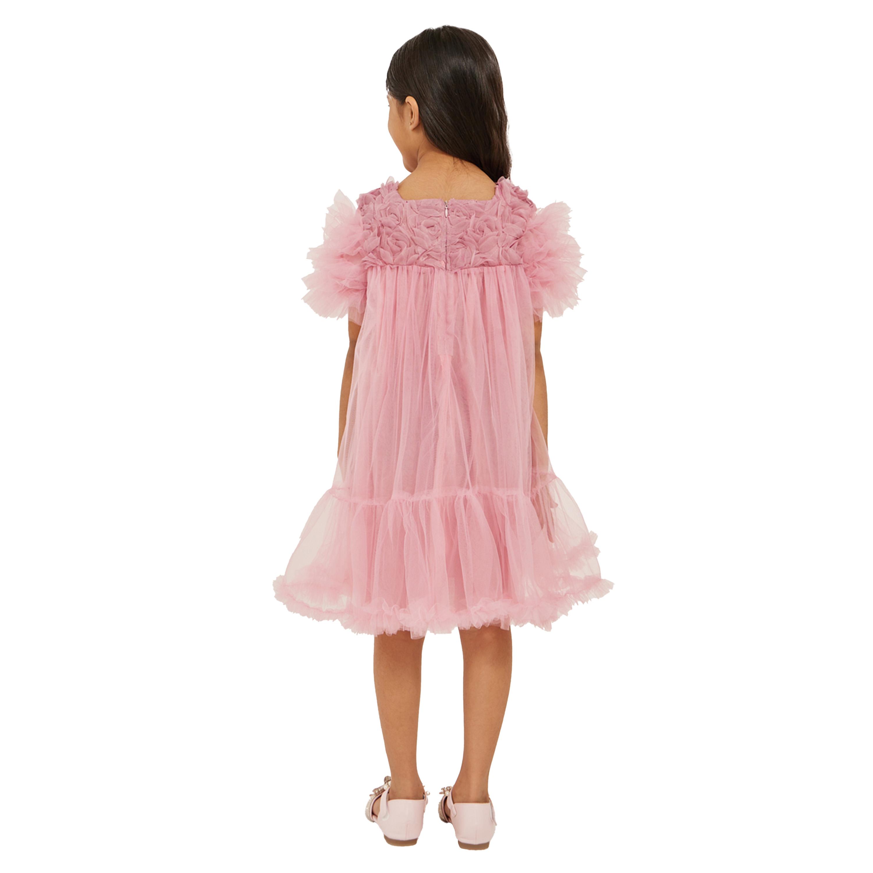 ستايلي -  فستان سادة بأكمام مكشكشة مع تفاصيل صدرية-girls-clothing-dressesandjumpsuits-image-4