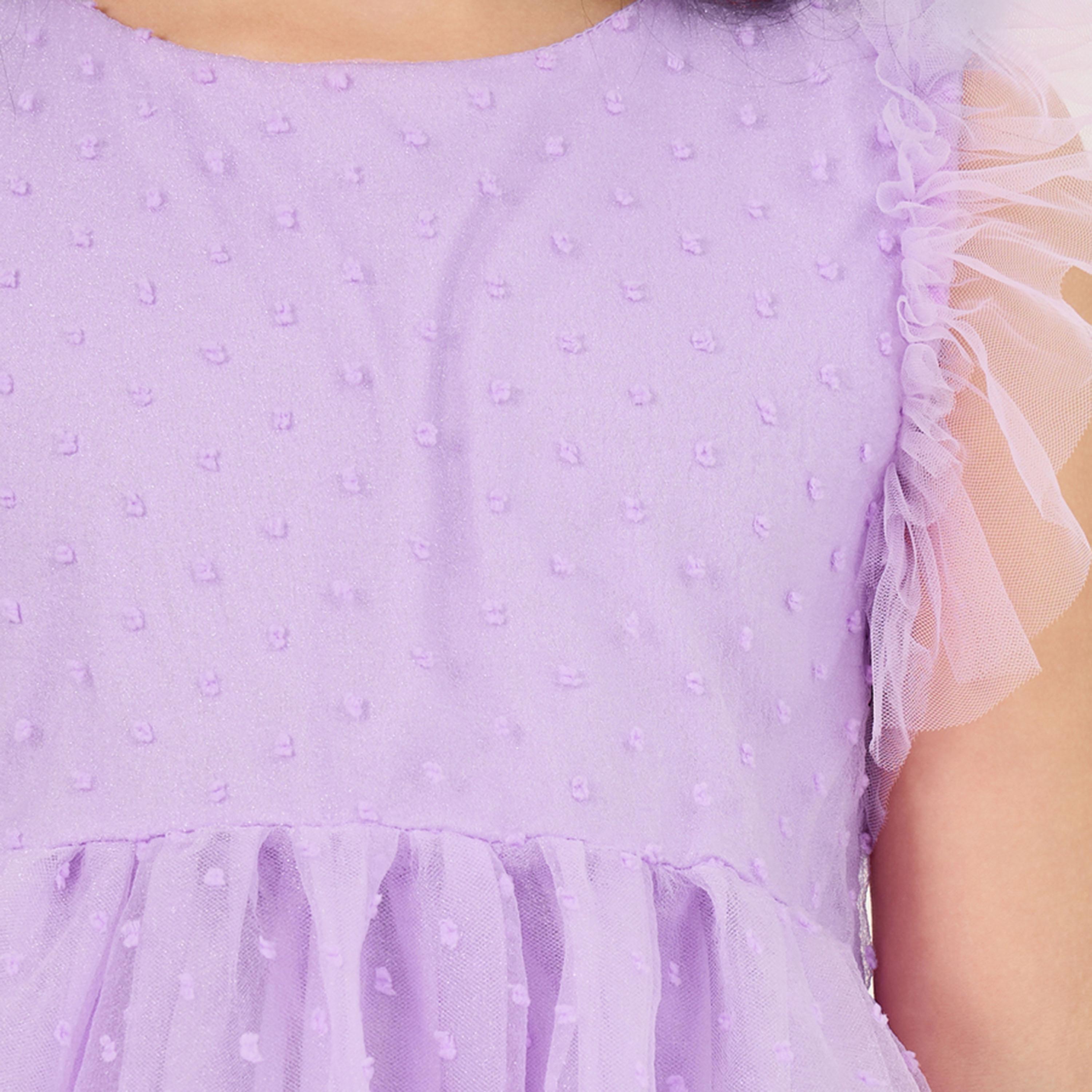 ستايلي - فستان بدون أكمام مع حافة مكشكشة وقماش شبكي-girls-clothing-dressesandjumpsuits-image-3