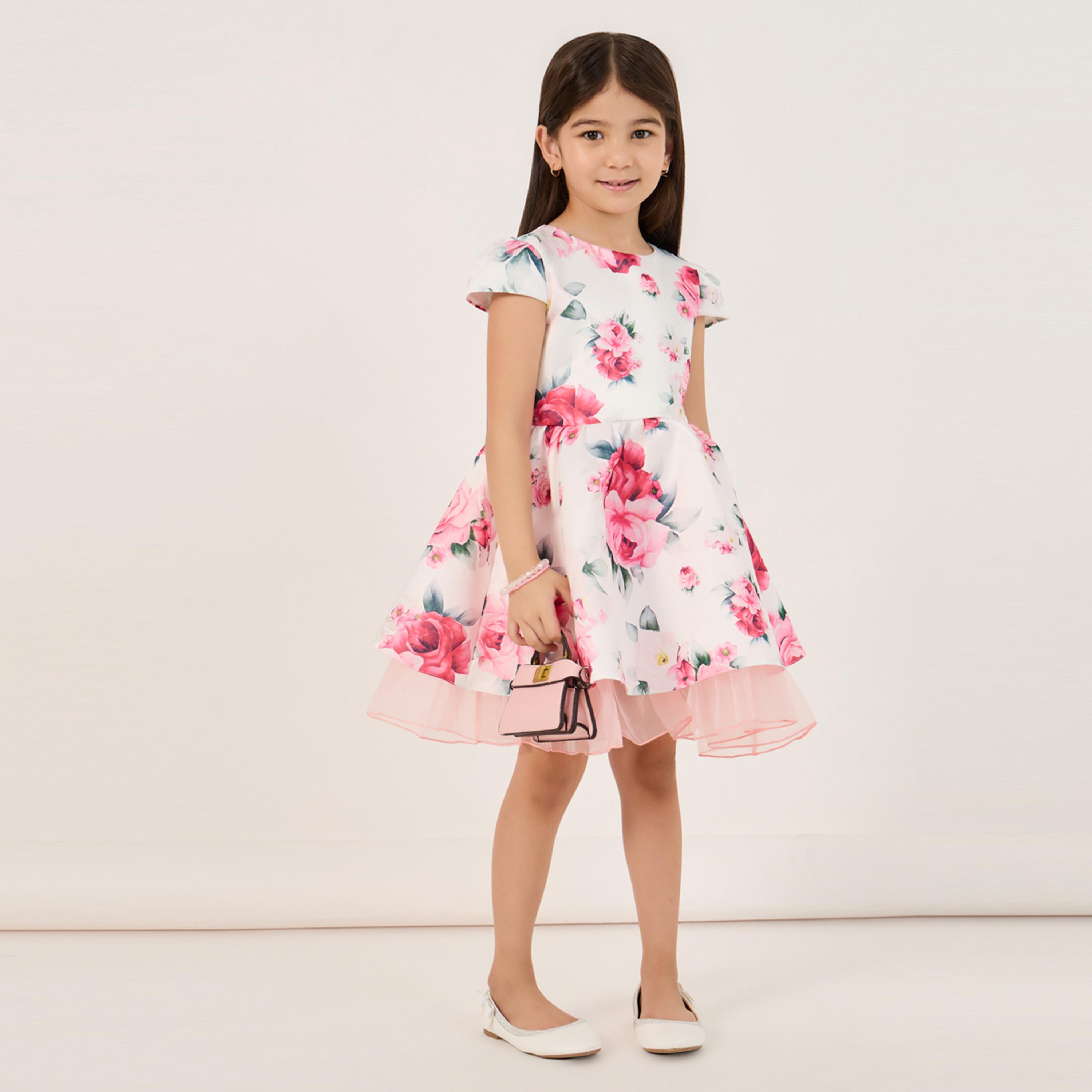 Styli All Over Floral Print Mesh Insert Layered Dress-girls-clothing-dressesandjumpsuits-image-1