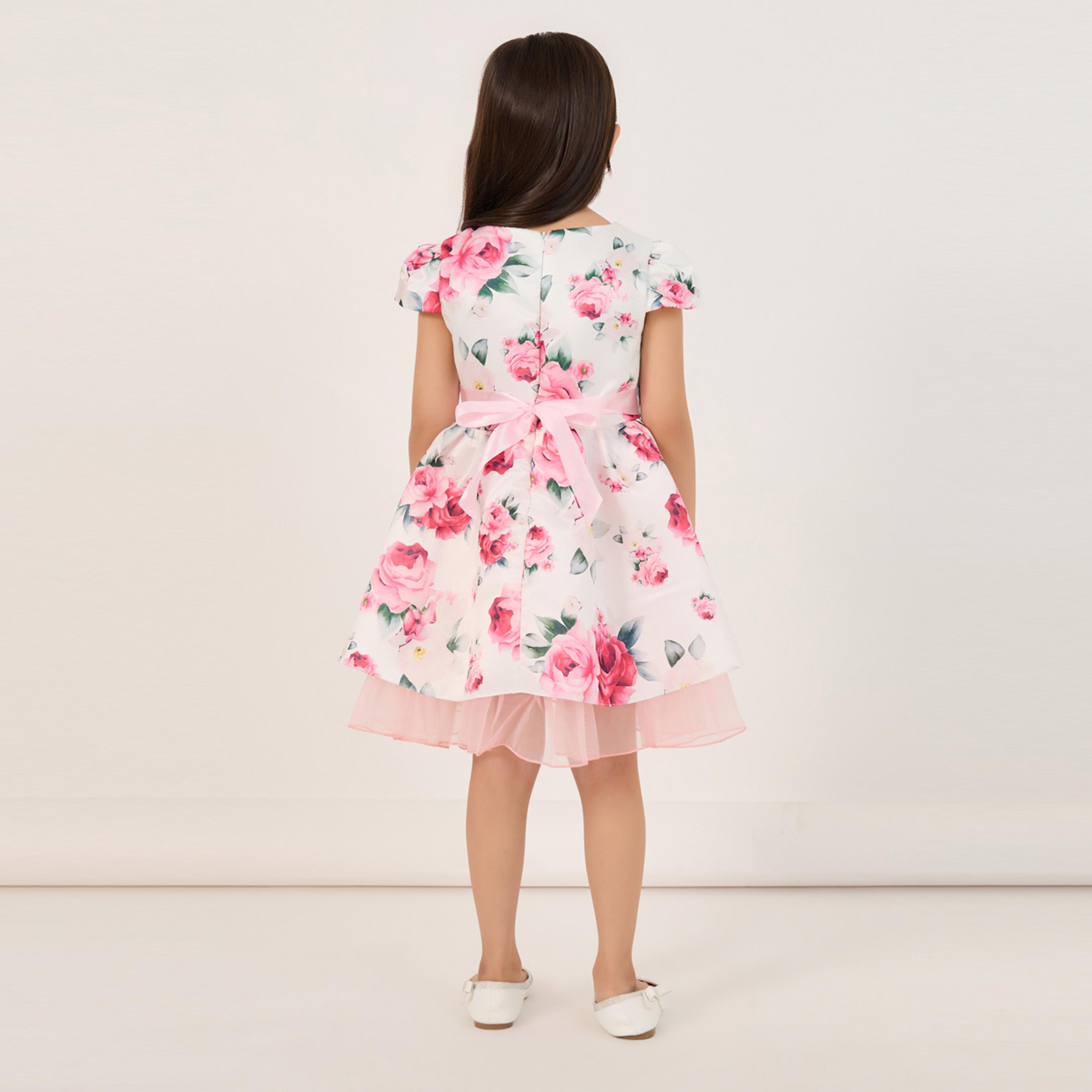 Styli All Over Floral Print Mesh Insert Layered Dress-girls-clothing-dressesandjumpsuits-image-4