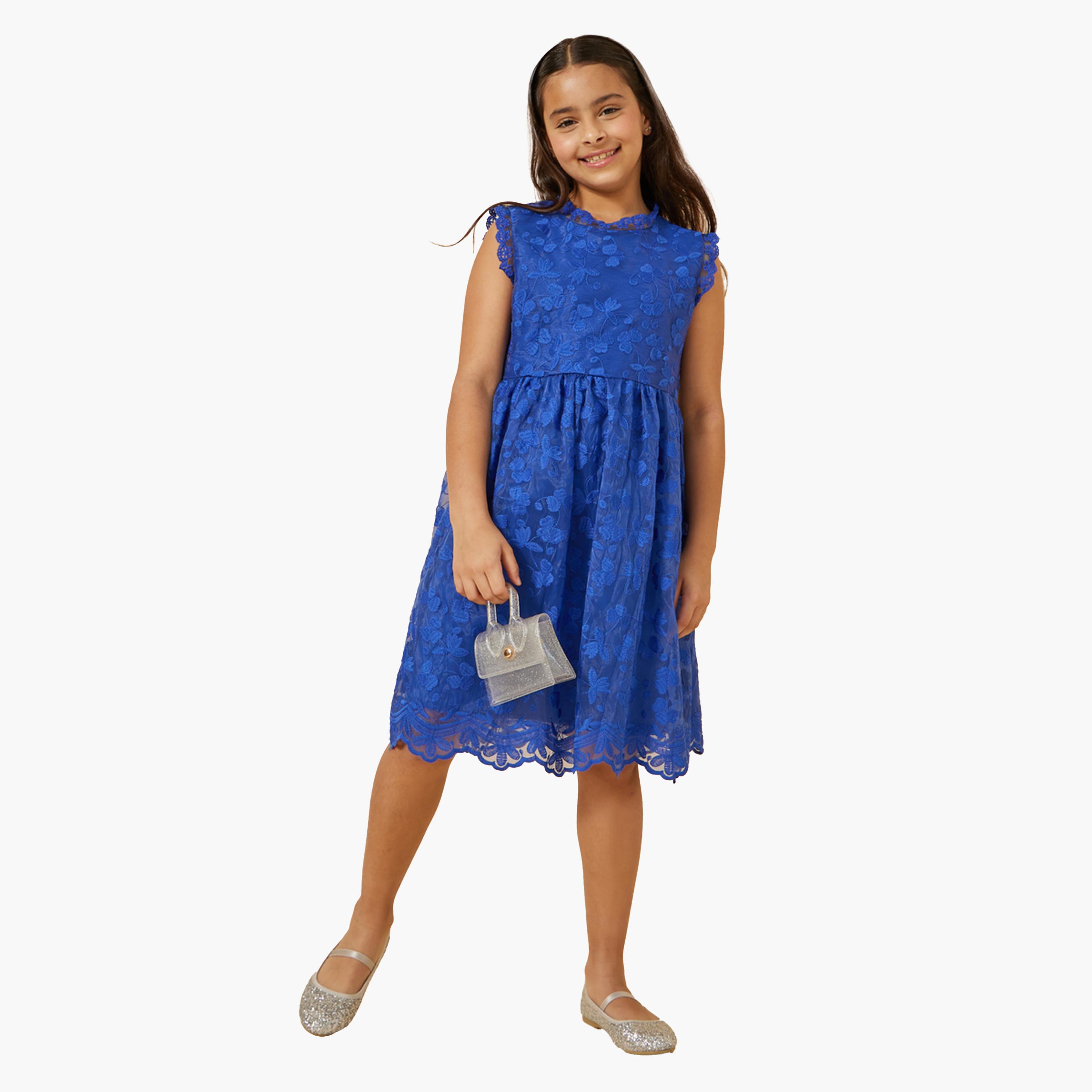 Styli Round Neck Fit and Flare Lace Dress-girls-clothing-dressesandjumpsuits-image-2