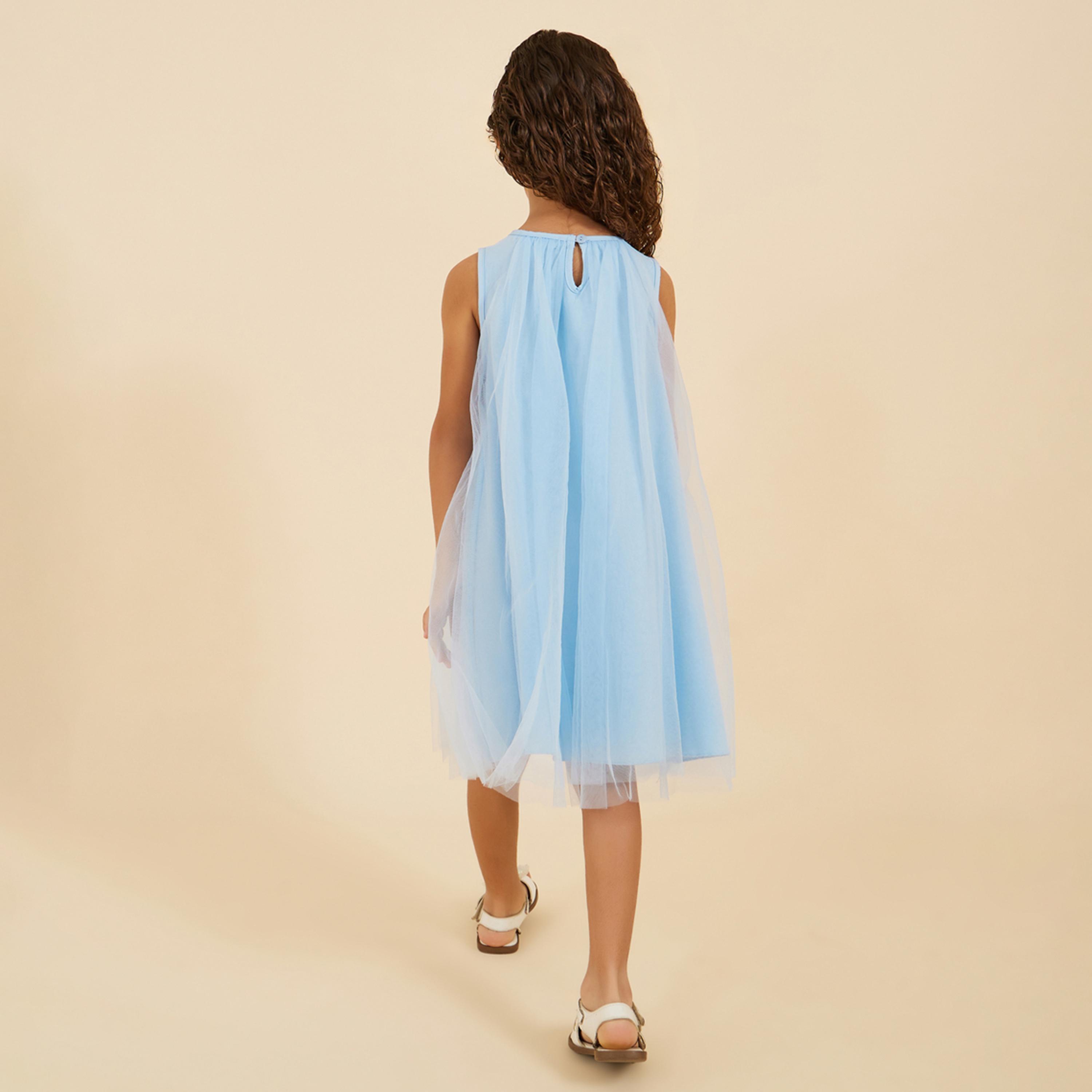 Styli Toddler Girls Mesh dress with pearl applique and bag-girls-clothing-dressesandjumpsuits-image-5