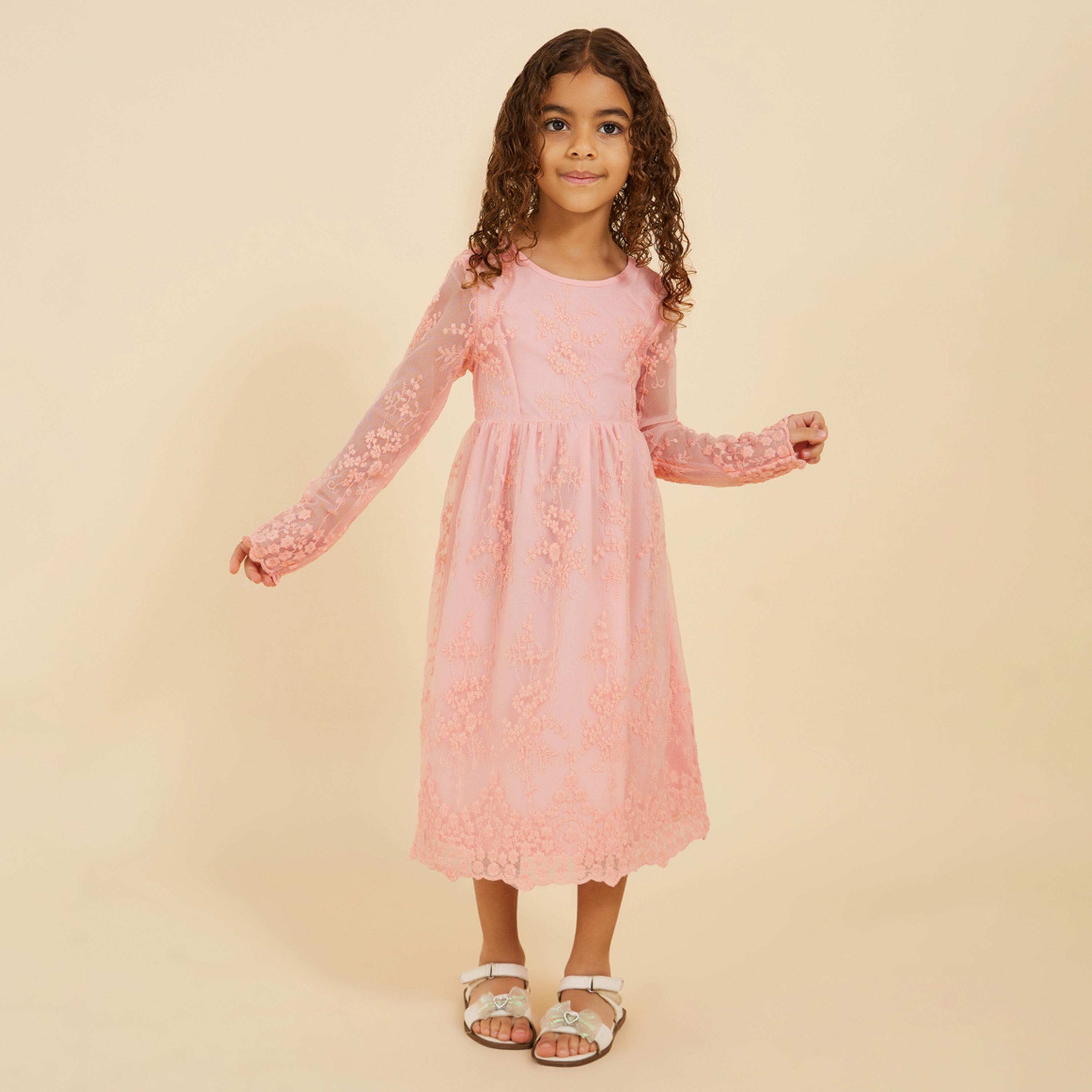 ستايلي - فستان دانتيل للبنات الصغار مع فيونكة خلفية-girls-clothing-dressesandjumpsuits-image-1