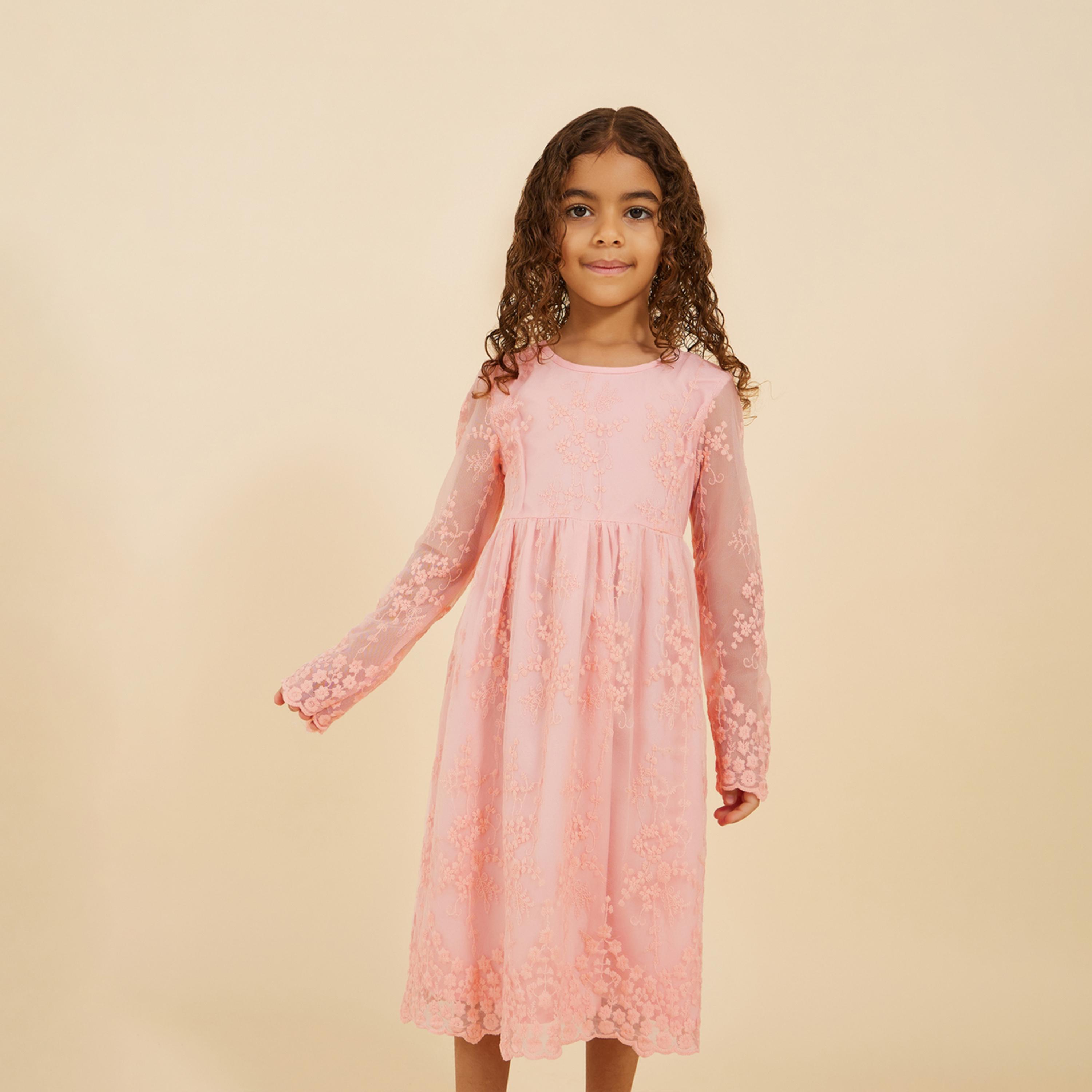 ستايلي - فستان دانتيل للبنات الصغار مع فيونكة خلفية-girls-clothing-dressesandjumpsuits-image-2