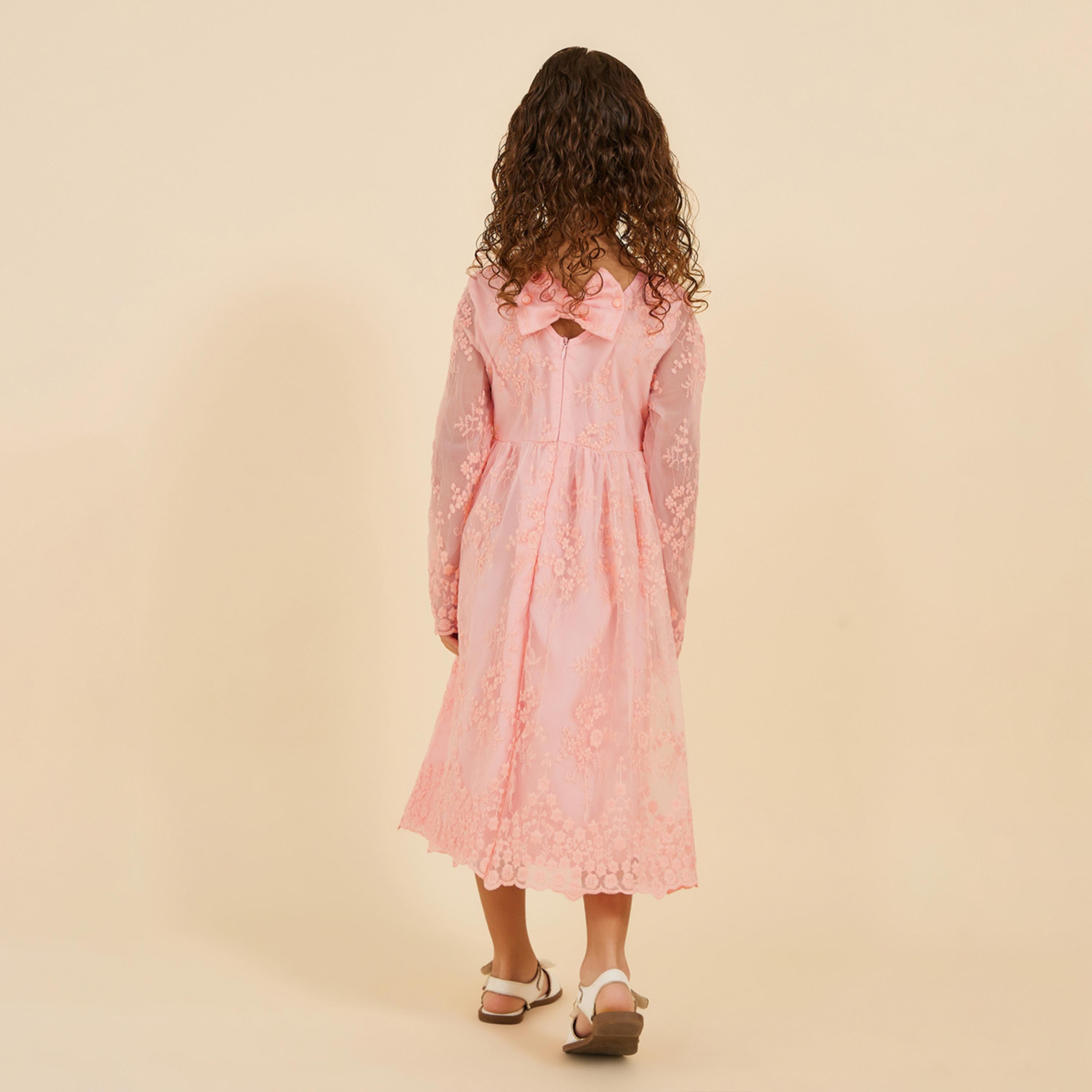 ستايلي - فستان دانتيل للبنات الصغار مع فيونكة خلفية-girls-clothing-dressesandjumpsuits-image-4