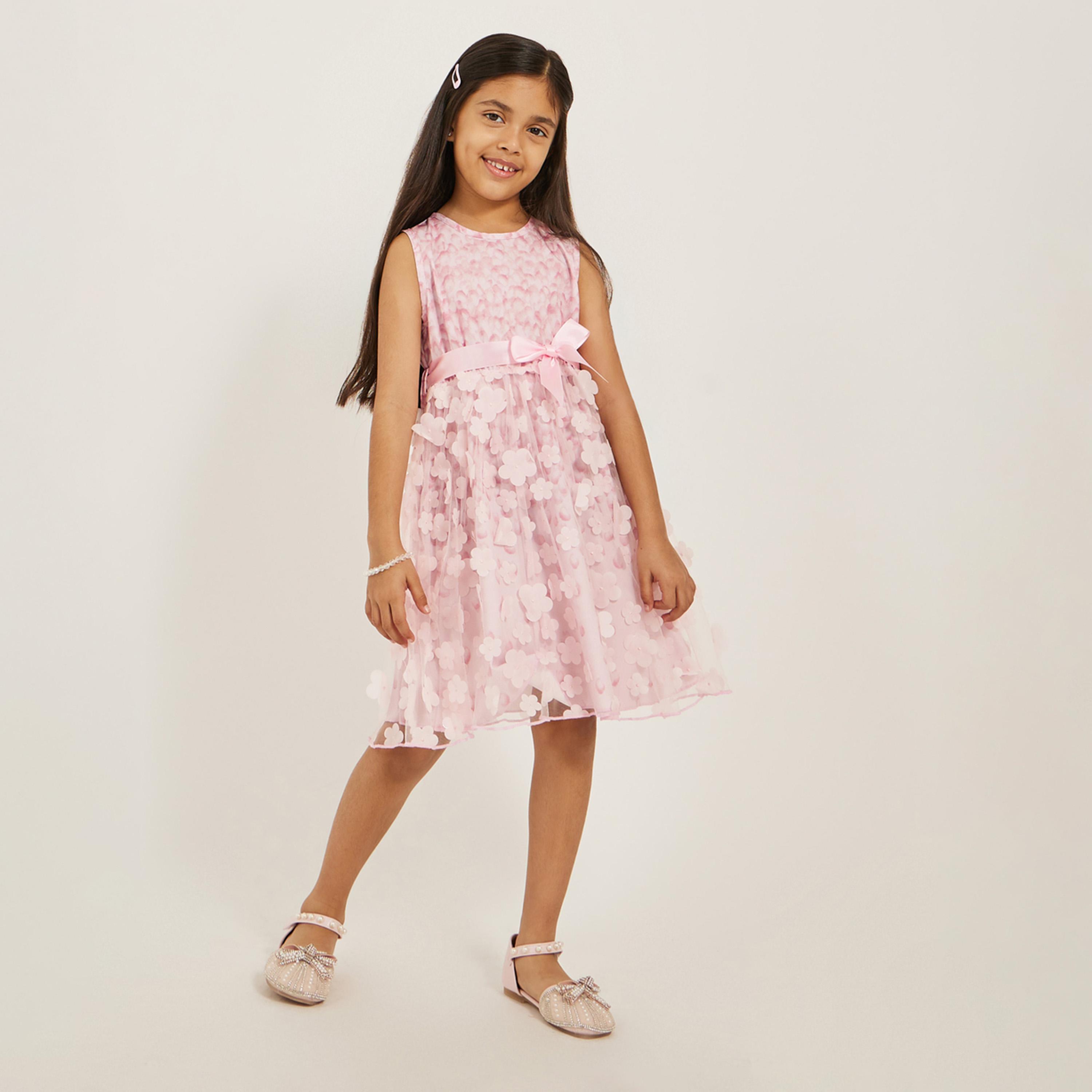 ستايلي - فستان بتطريز زهور ثلاثية الأبعاد للبنات الصغيرات-girls-clothing-dressesandjumpsuits-image-1