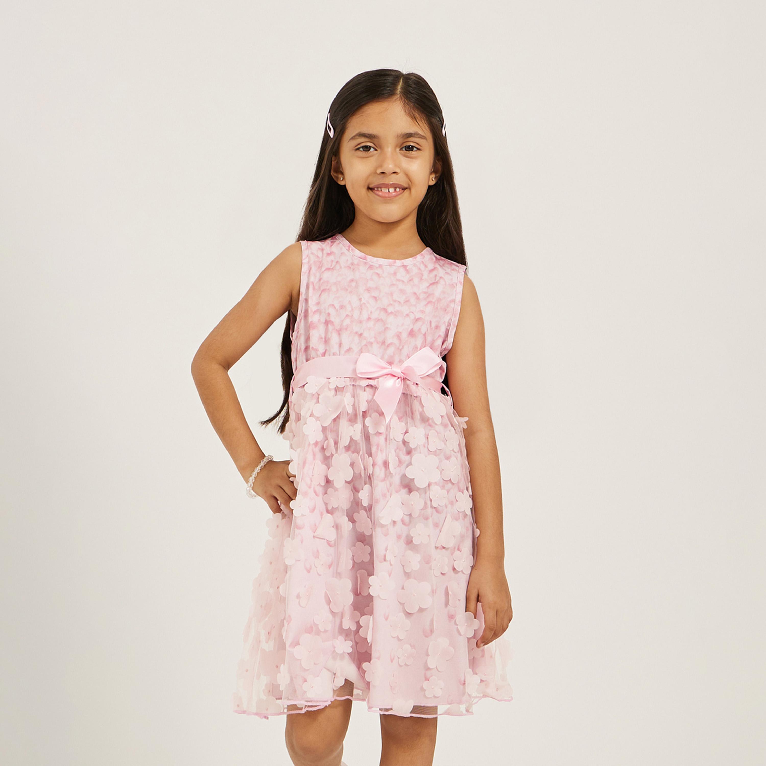 ستايلي - فستان بتطريز زهور ثلاثية الأبعاد للبنات الصغيرات-girls-clothing-dressesandjumpsuits-image-2