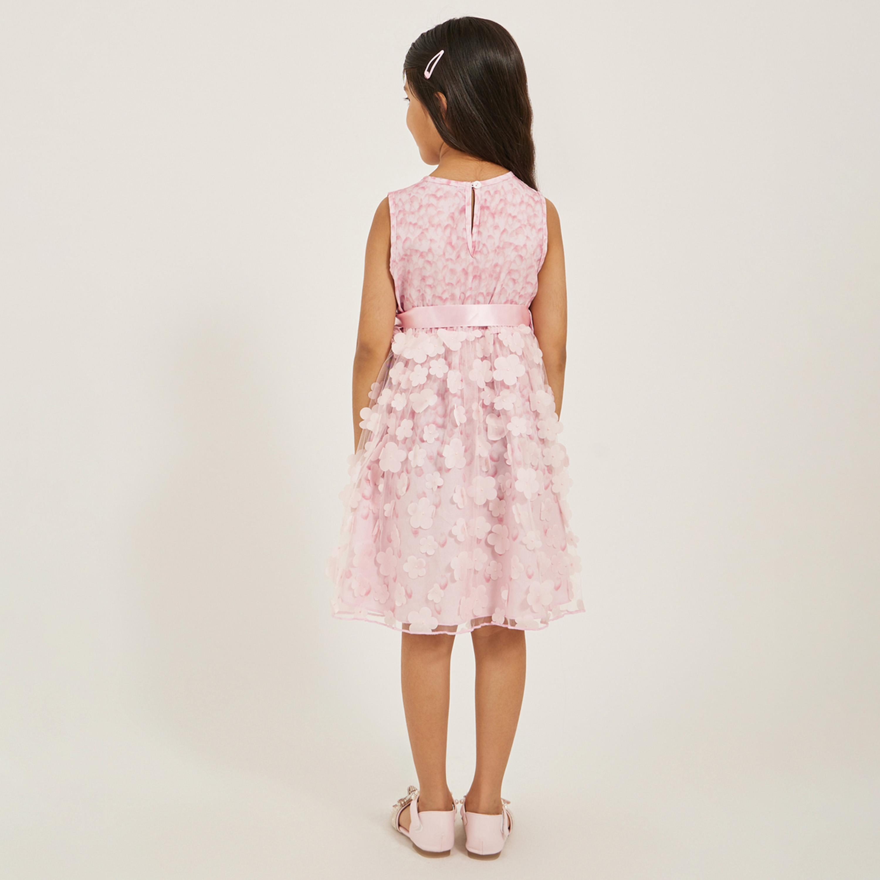 ستايلي - فستان بتطريز زهور ثلاثية الأبعاد للبنات الصغيرات-girls-clothing-dressesandjumpsuits-image-4