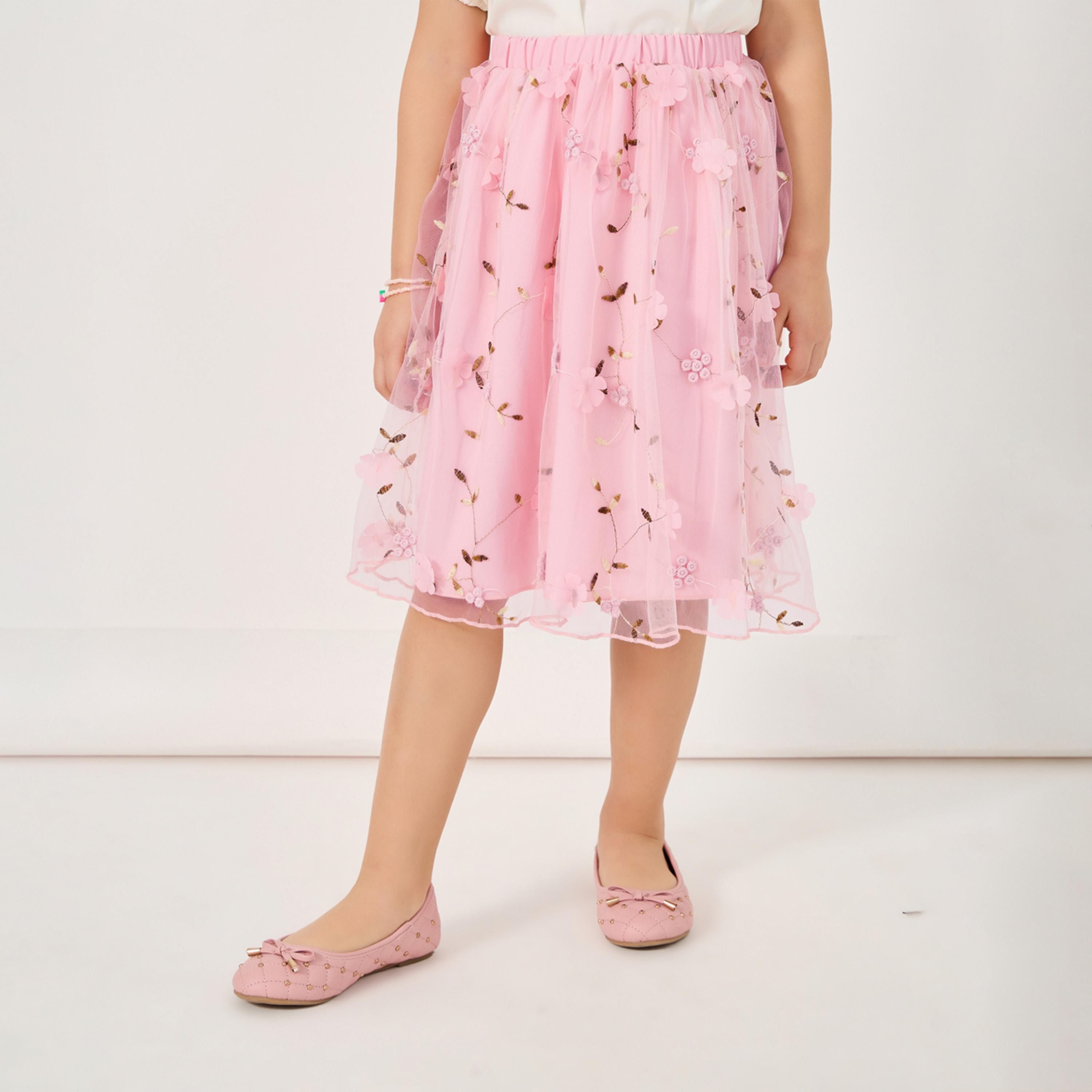 Styli Square Neck Top & Embroidered Mesh Skirt Set-girls-clothing-setsandcoords-image-4