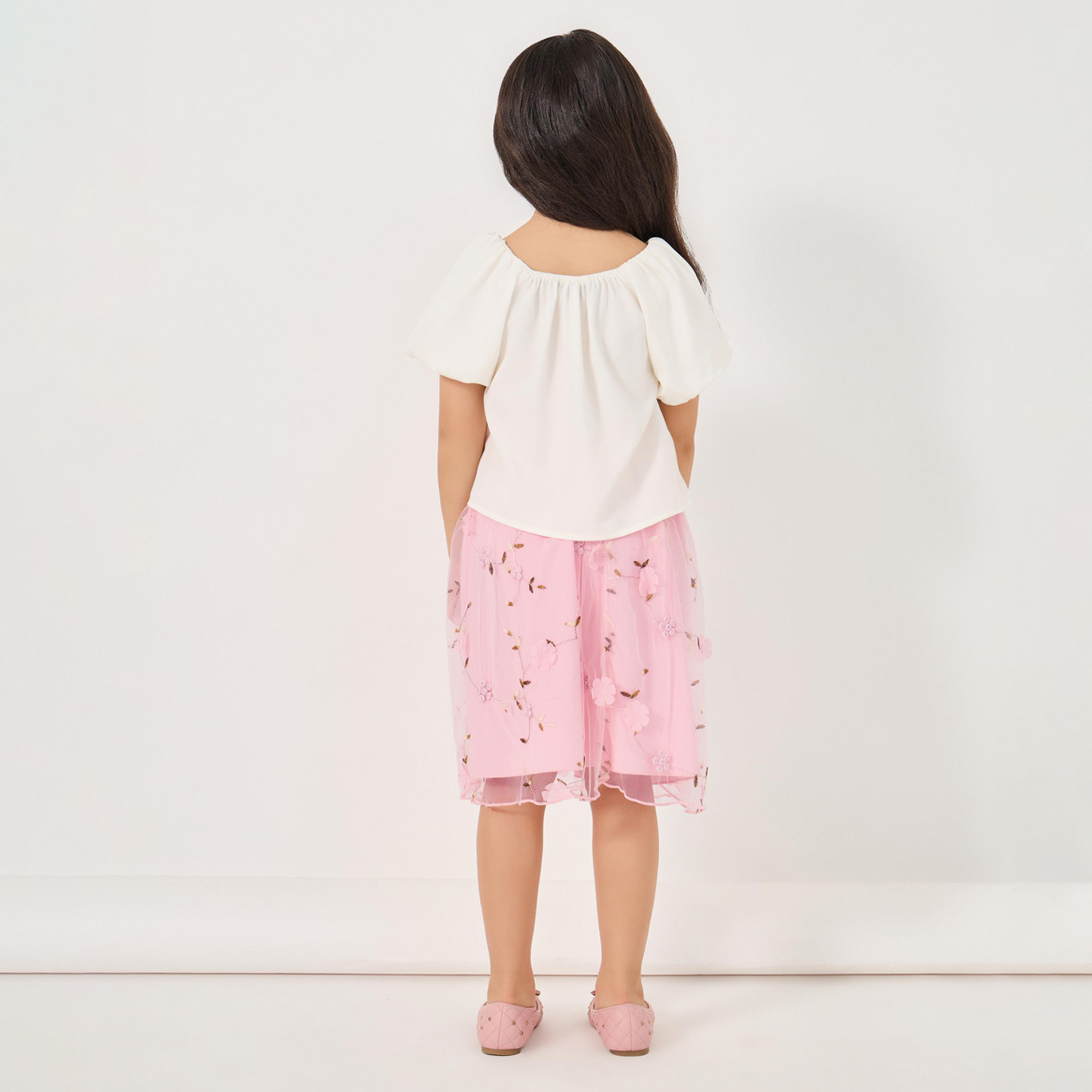 Styli Square Neck Top & Embroidered Mesh Skirt Set-girls-clothing-setsandcoords-image-6